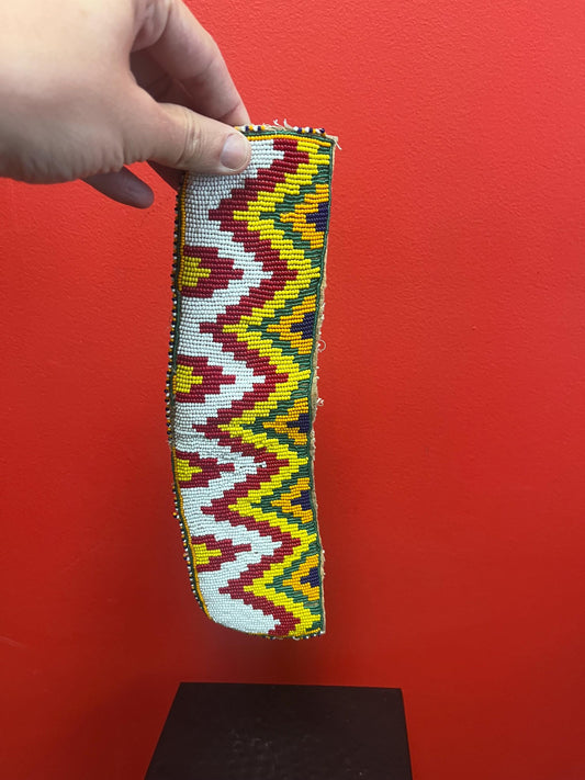 Stunning indigenous first nations Pacific Northwest coast 12 x 3 1/2 wide beaded piece  beautiful quality, amazing detail - tiny damage