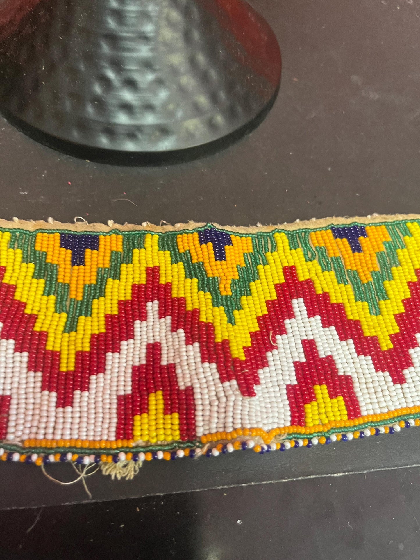 Stunning indigenous first nations Pacific Northwest coast 12 x 3 1/2 wide beaded piece beautiful quality, amazing detail - tiny damage