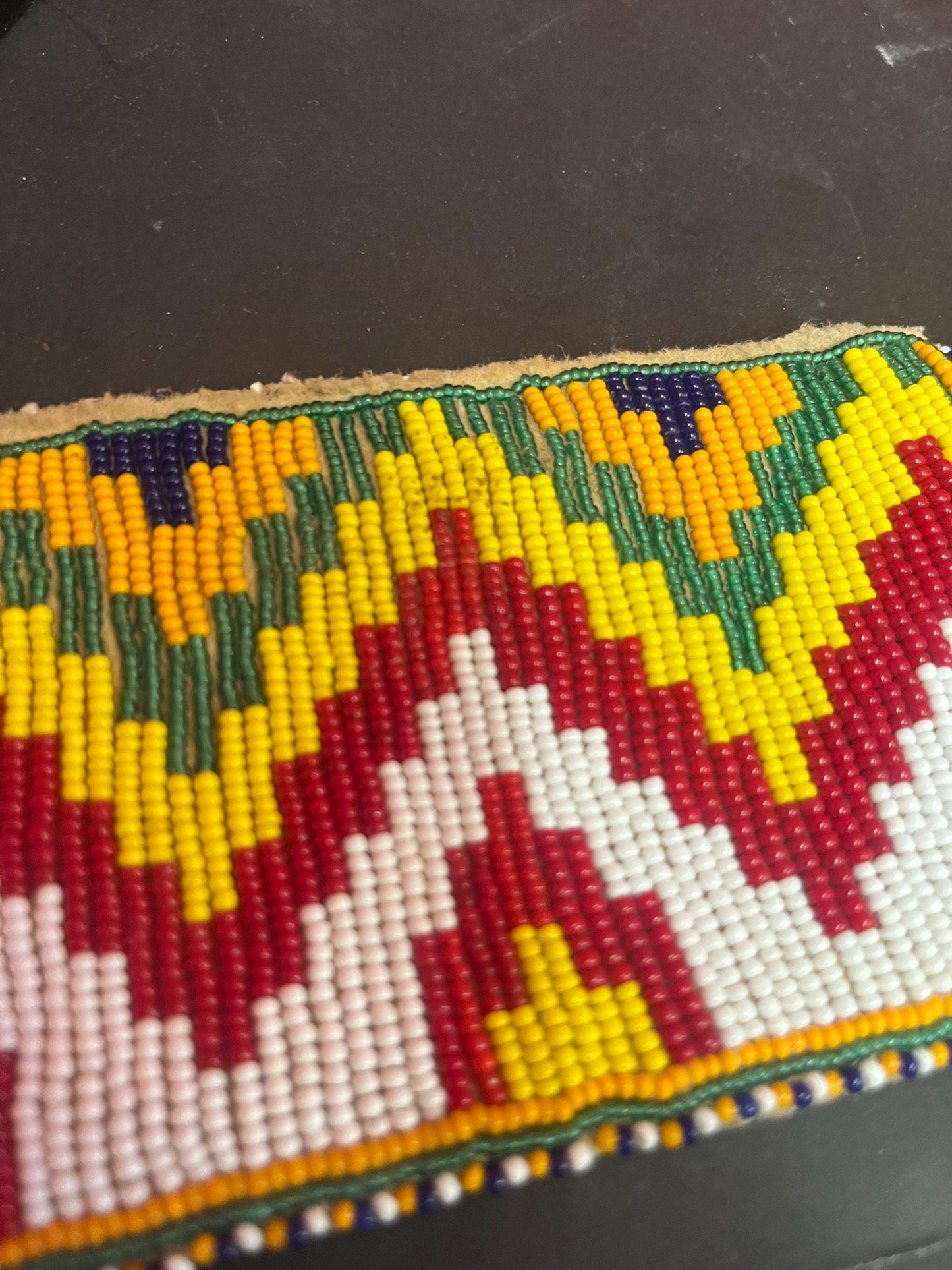 Stunning indigenous first nations Pacific Northwest coast 12 x 3 1/2 wide beaded piece beautiful quality, amazing detail - tiny damage