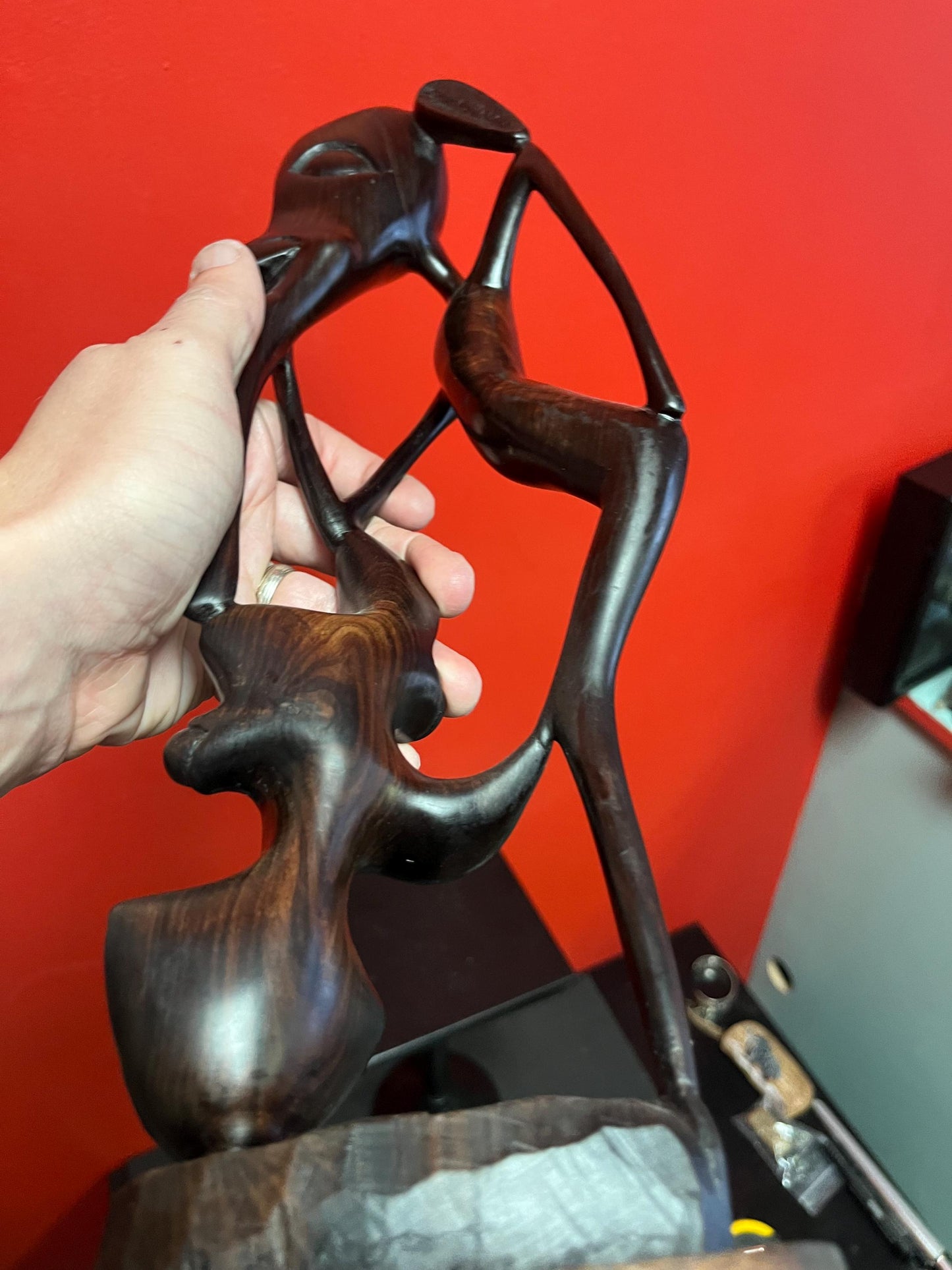 Exceptional 16 inch tall old African Makonde wooden statue in fabulous condition really wonderful piece