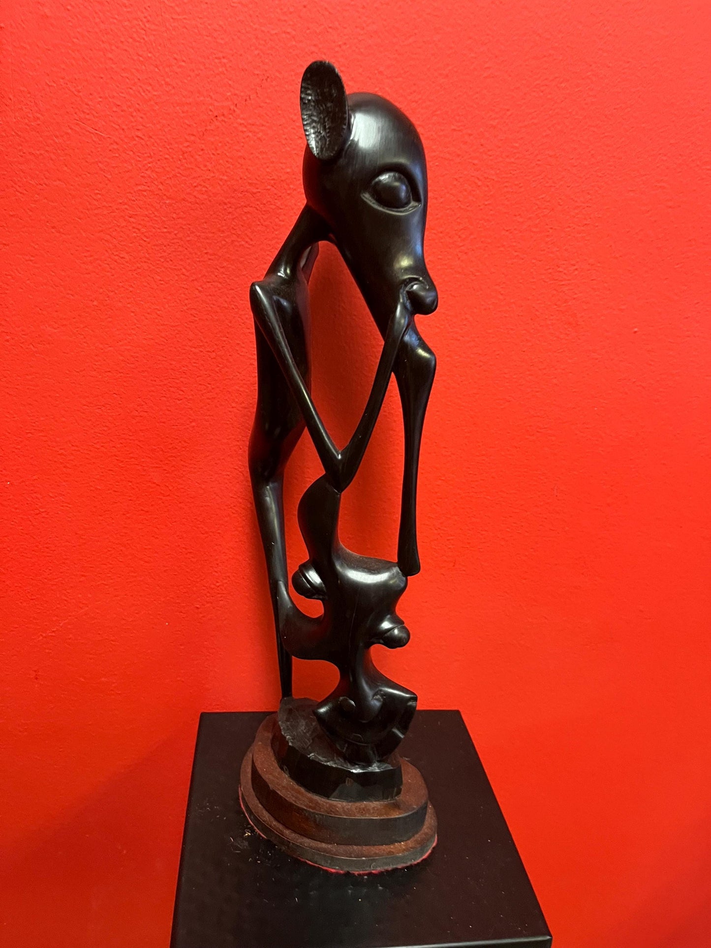 Exceptional 16 inch tall old African Makonde wooden statue in fabulous condition really wonderful piece