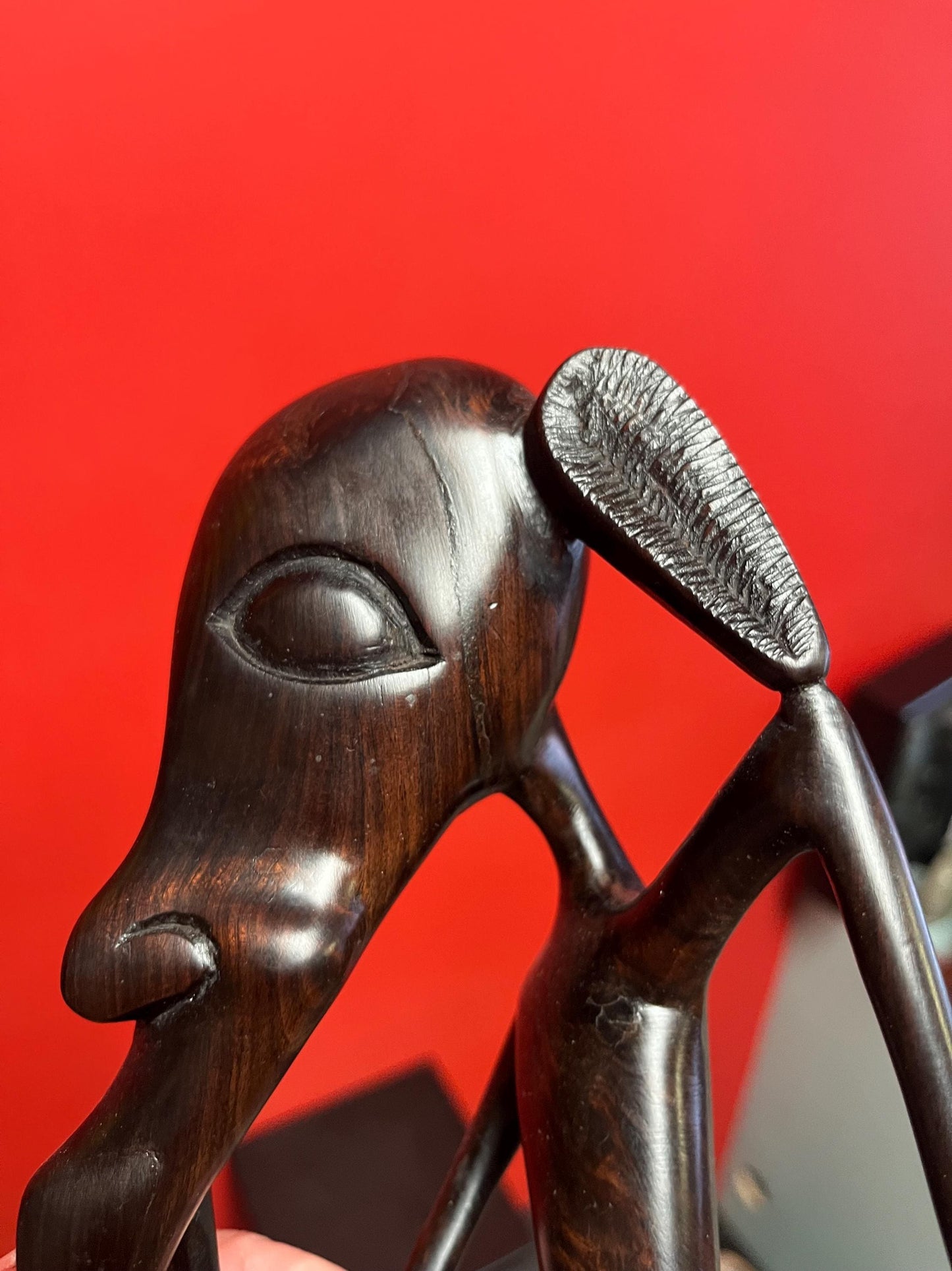 Exceptional 16 inch tall old African Makonde wooden statue in fabulous condition really wonderful piece