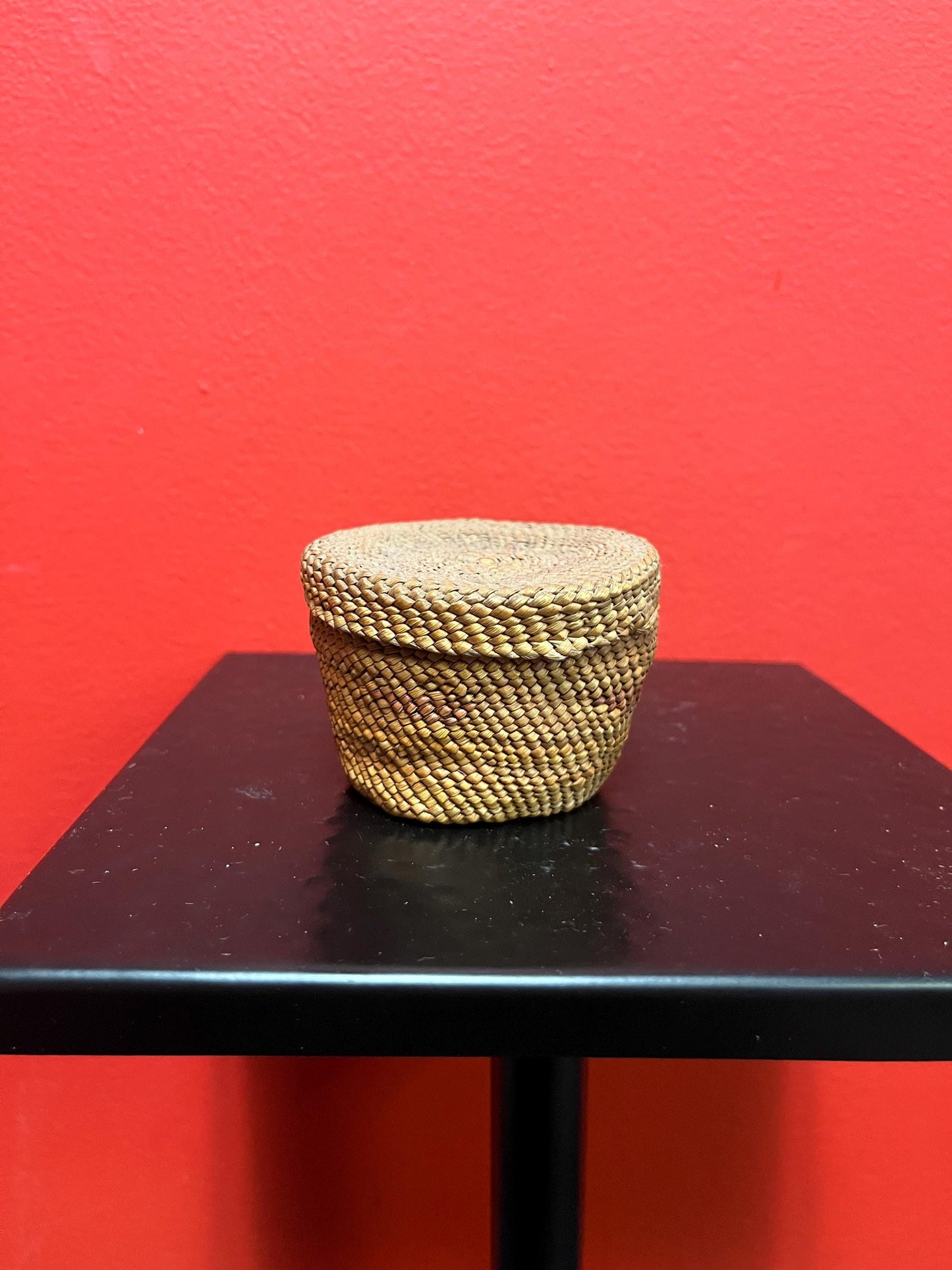 Beautiful little 3 inch indigenous first nations specific northwest Coast woven basket as is - see photos great value