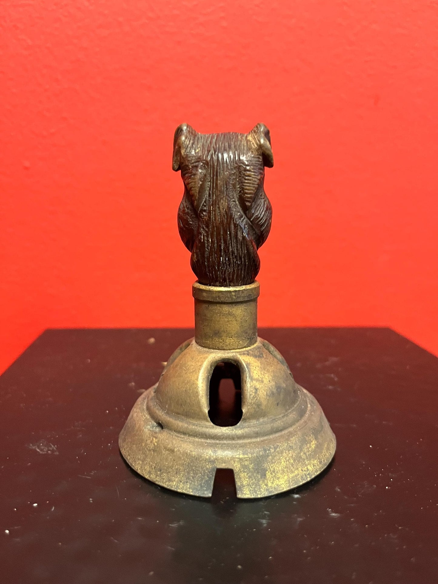 Beautiful little 3 inch long carved wooden dog knob comes with a married stand and is great decoration or you could use it