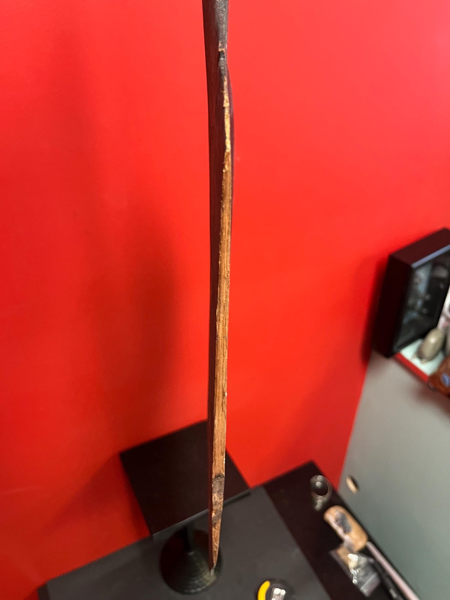 Wonderful museum quality 52 x 12  antique authentic oceanic paddle in the shape of a fish  small damage on side  amazing patina  wow