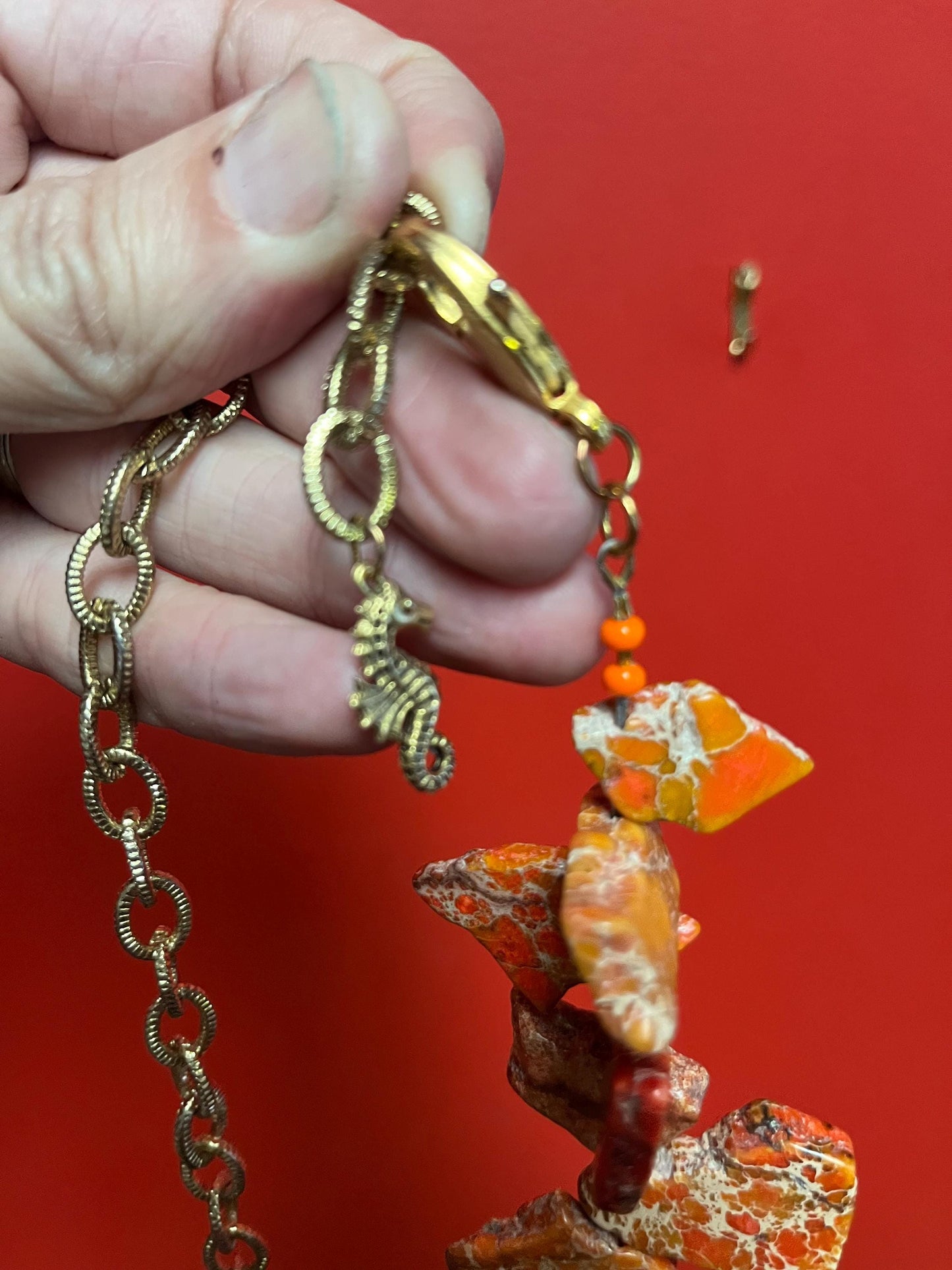 Approximately 29 inch long stunning stone necklace   so unique and original and would make great gift