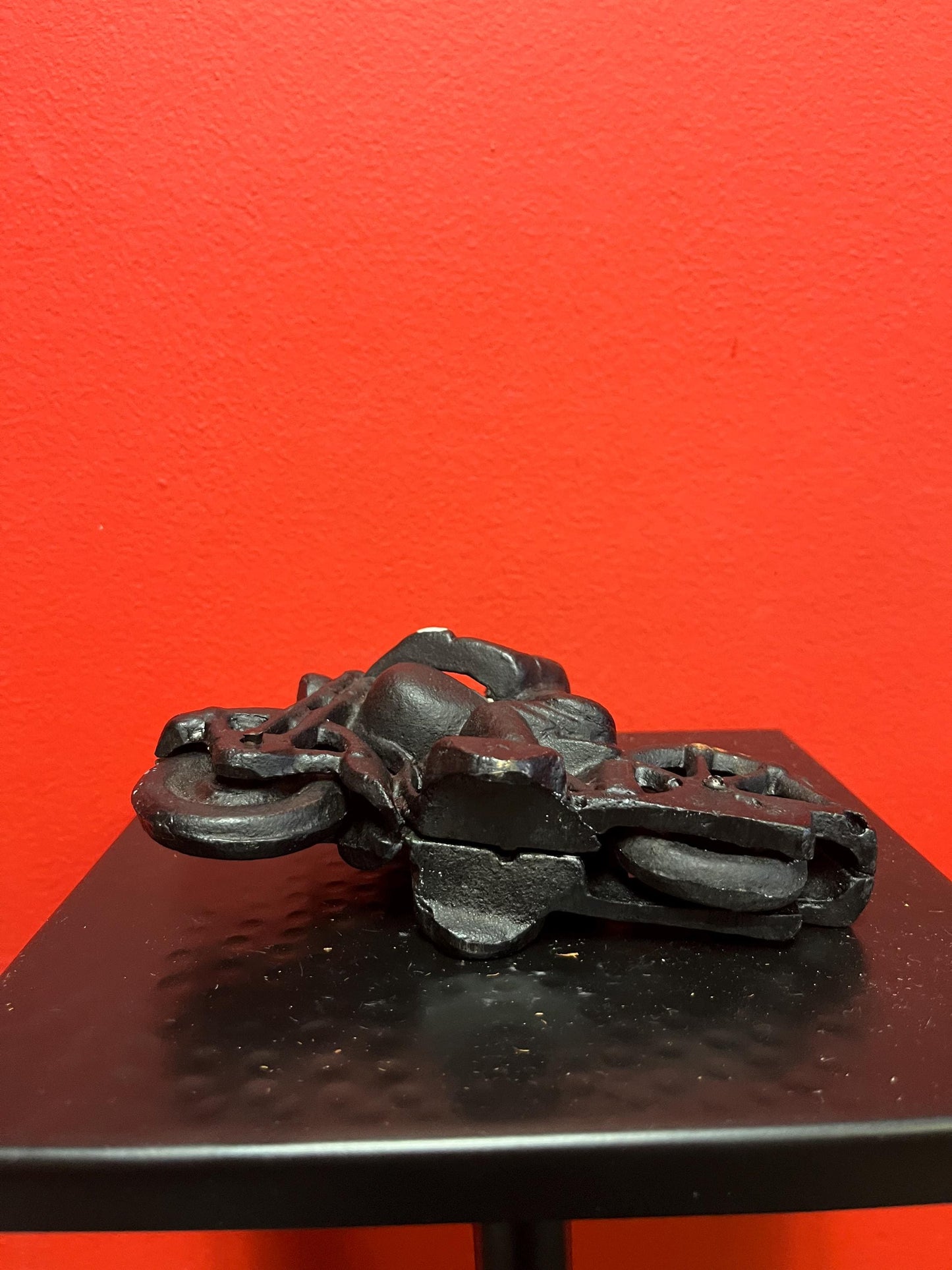 Beautiful antique cast-iron 6 x 4 high motorcycle with Rider  one screw replaced  great antique condition - perfect gift