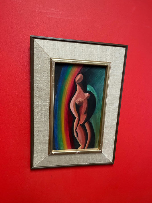 17 x 13 1970s signed original painting of a nude   authentic certification on back- pride perfection  well painted  super gift