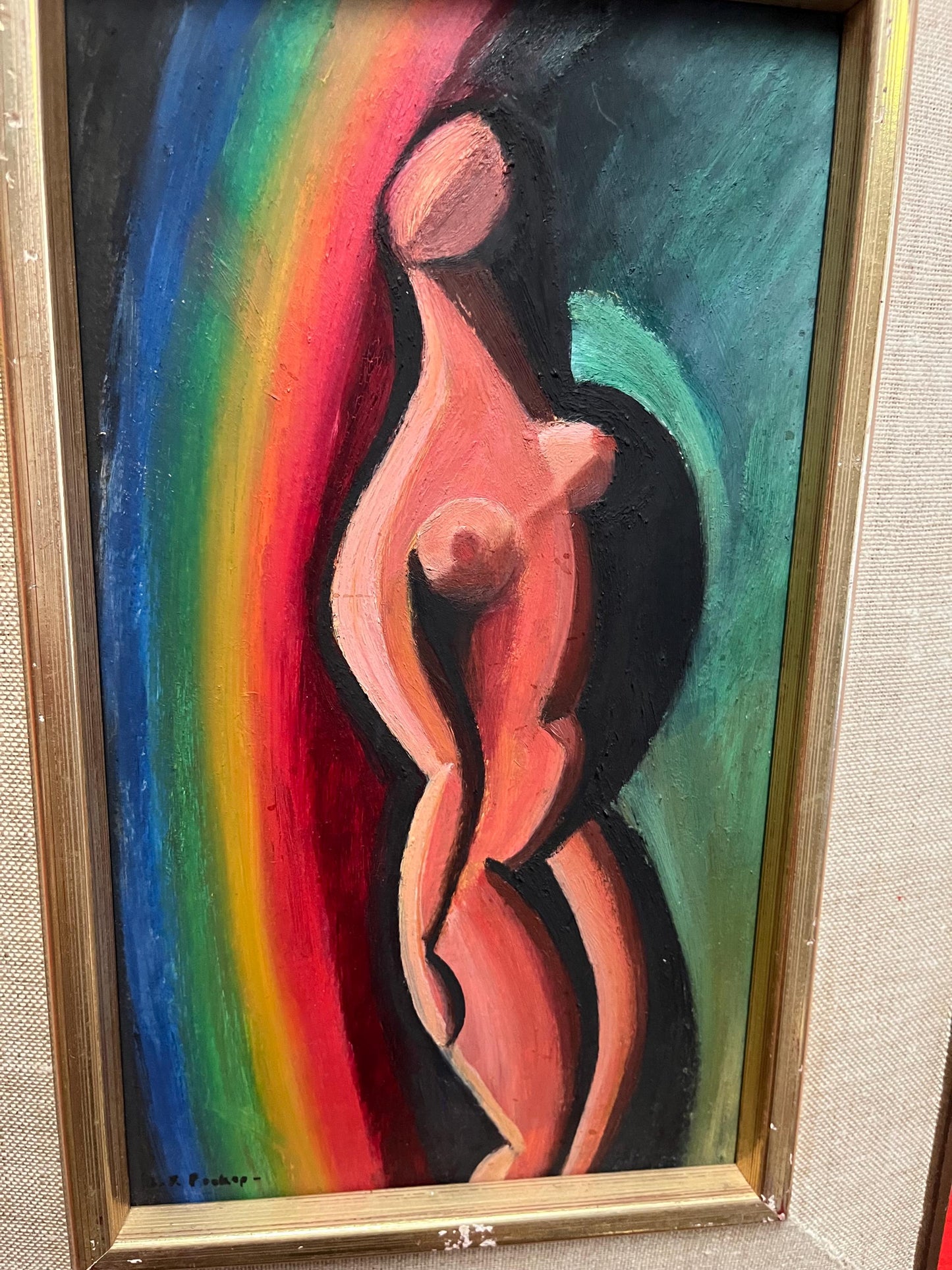 17 x 13 1970s signed original painting of a nude authentic certification on back- pride perfection well painted super gift
