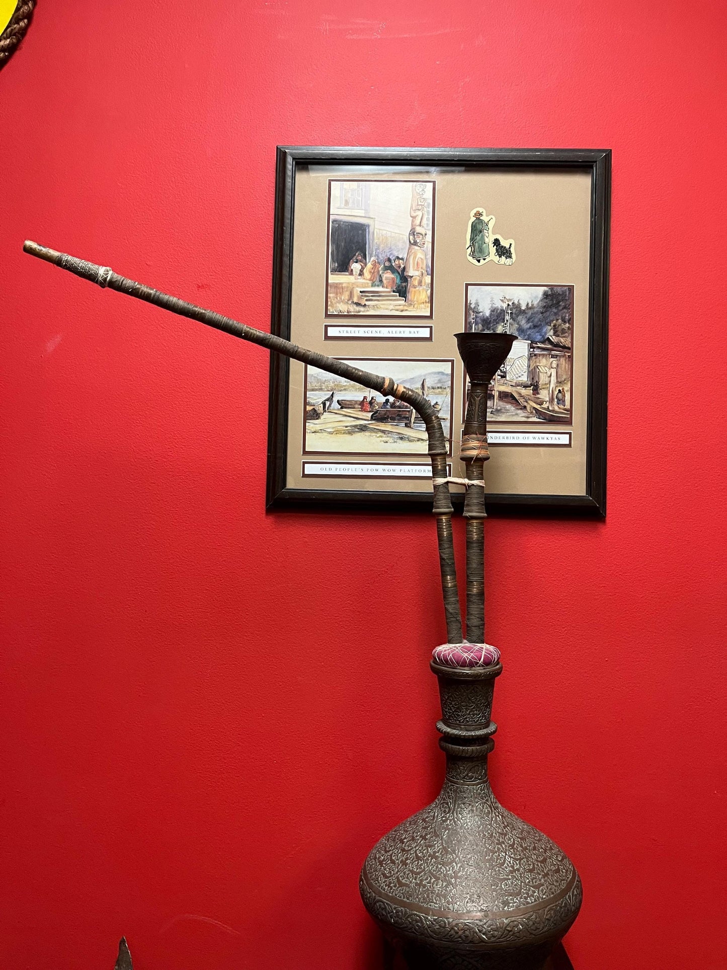 Wonderful 2 foot high Persian brass antique hookah pipe with attachments  looks ready to use  perfect gift - wow