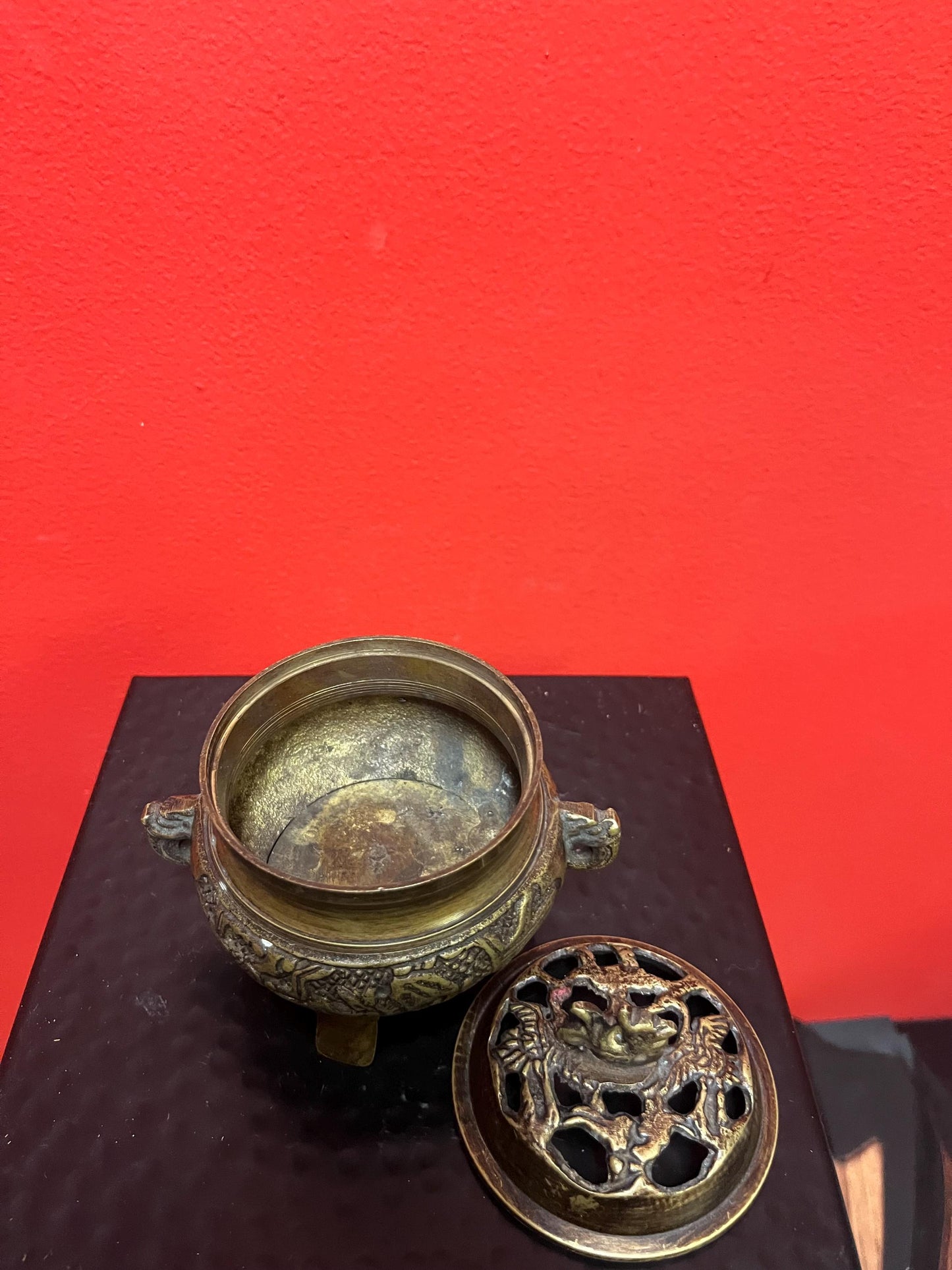 5 inch tall Chinese bronze incense burner   great detail and good weight  value priced