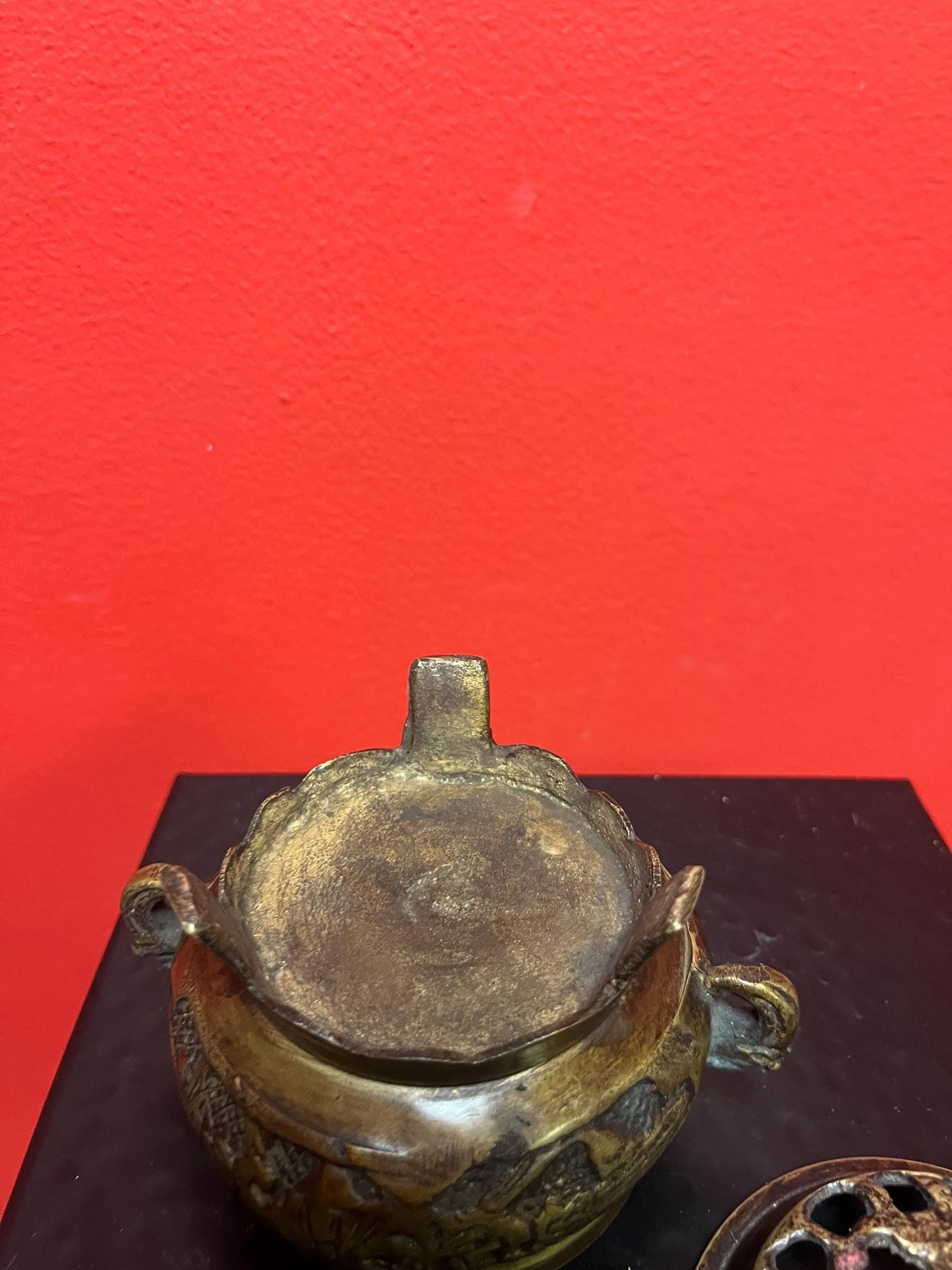 5 inch tall Chinese bronze incense burner   great detail and good weight  value priced