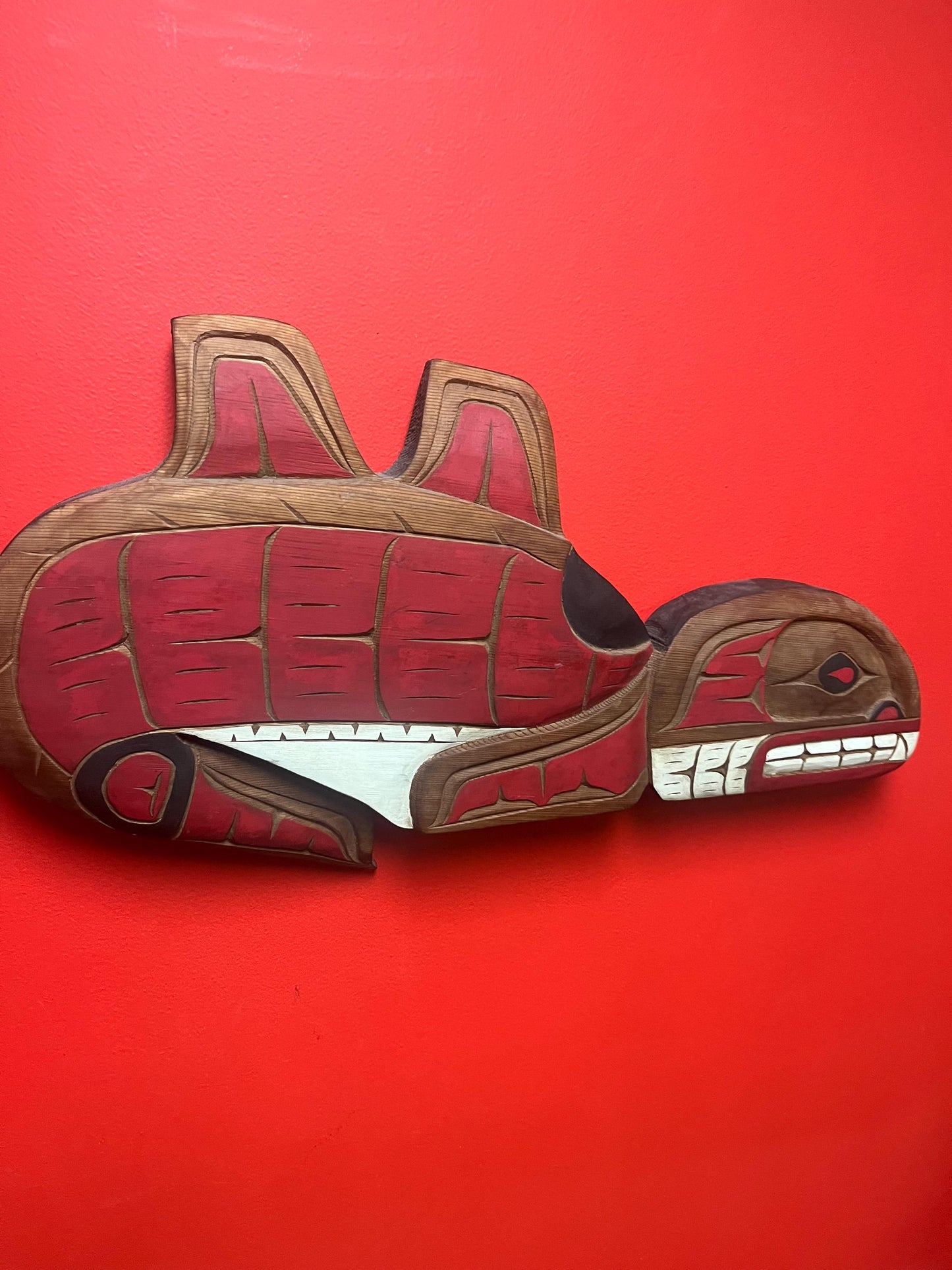 Pretty amazing huge 24 x 15 by 2 inch thick signed killer whale indigenous first nations Pacific Northwest Coast beauty heavy fabulous