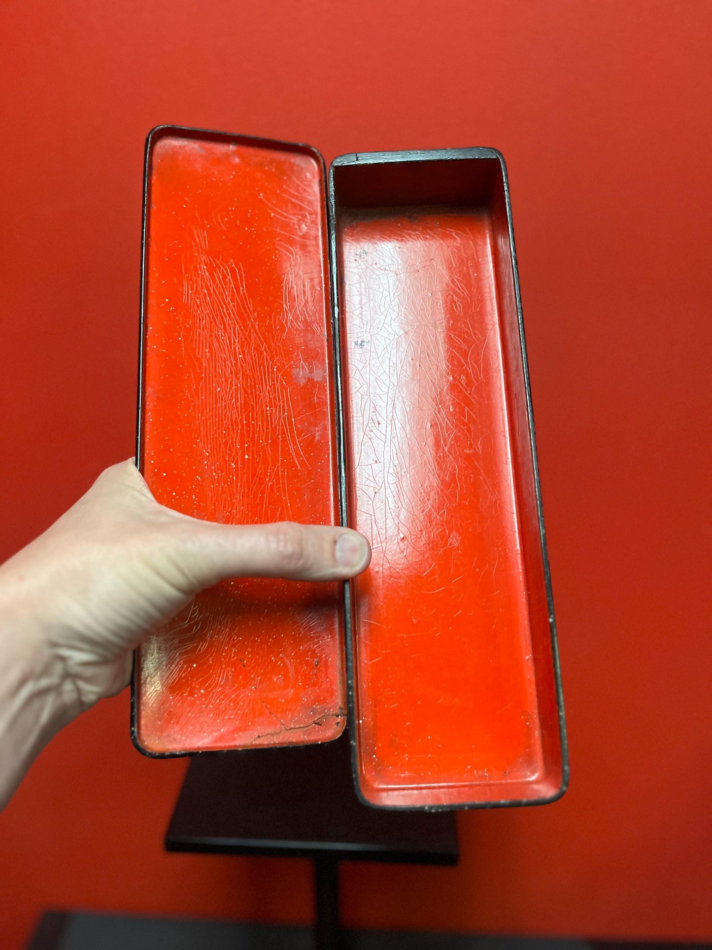 Beautiful Japanese lacquer box - 12 x 4 x 2 high amazing patina - wow - great gift and Super value