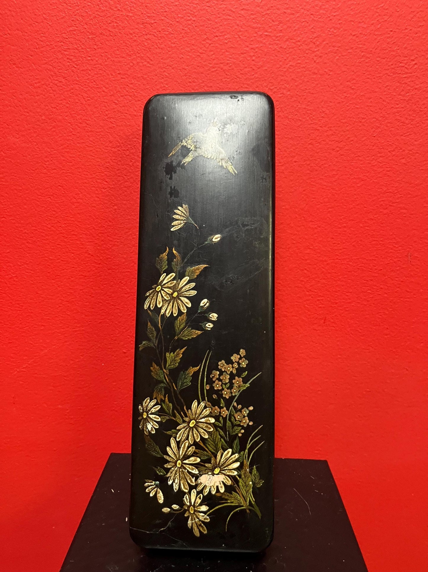 Beautiful Japanese lacquer box - 12 x 4 x 2 high amazing patina - wow - great gift and Super value