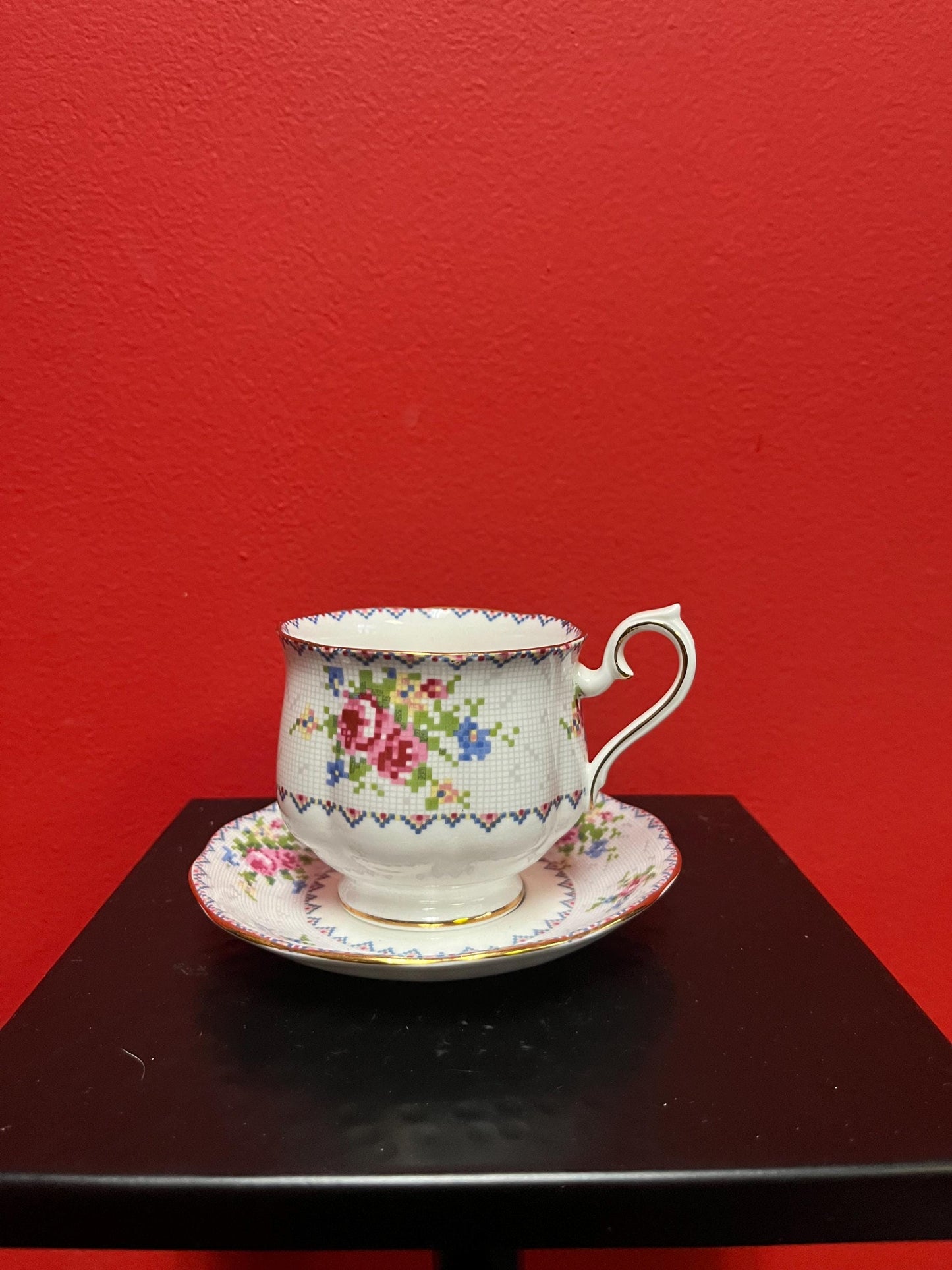 Royal Albert petit point cup and saucer  great condition  more available   great condition   super price