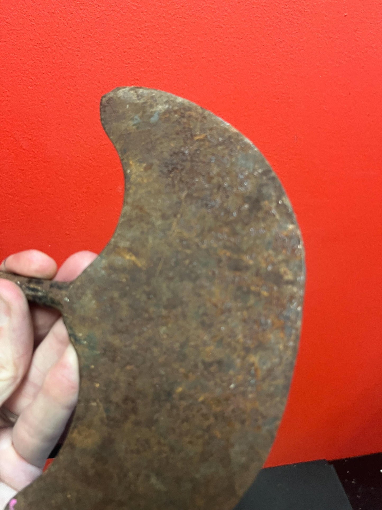 8 x 8“ antique ethnographic  metal tool  believed to be North American   very cool Patina  great price