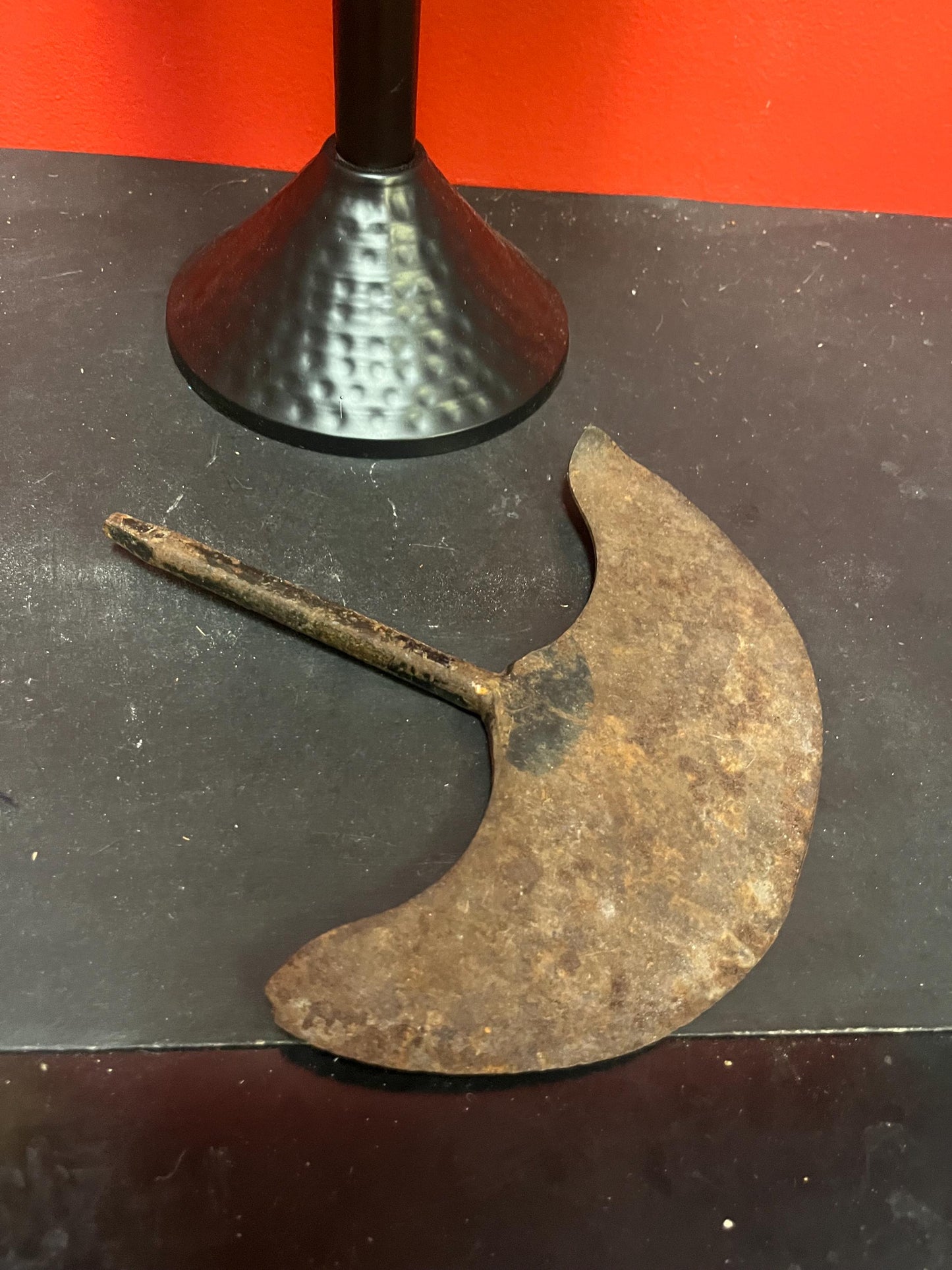 8 x 8“ antique ethnographic  metal tool  believed to be North American   very cool Patina  great price