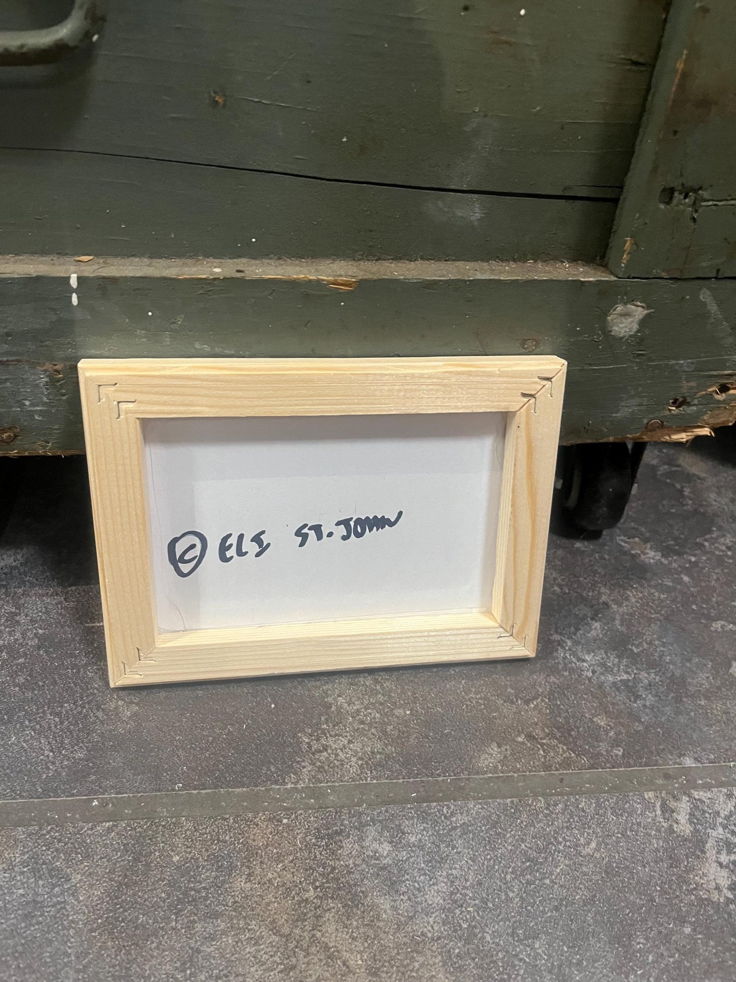 Visually impaired original artist Eli St. John Vancouver Island artist 5 x 7 crow painting in Pine frame wow