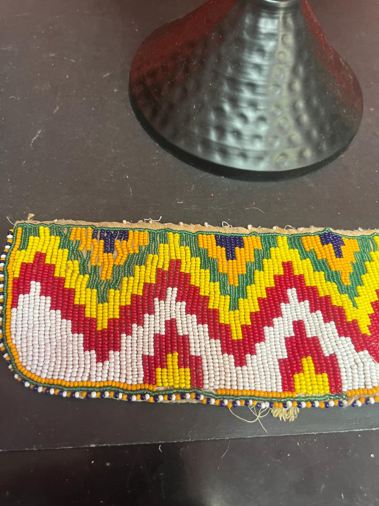 Stunning indigenous first nations Pacific Northwest coast 12 x 3 1/2 wide beaded piece beautiful quality, amazing detail - tiny damage