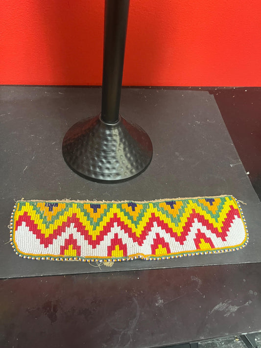 Stunning indigenous first nations Pacific Northwest coast 12 x 3 1/2 wide beaded piece  beautiful quality, amazing detail - tiny damage