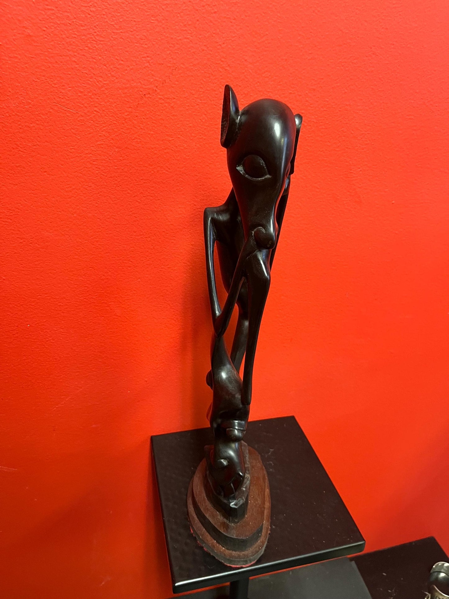 Exceptional 16 inch tall old African Makonde wooden statue in fabulous condition really wonderful piece