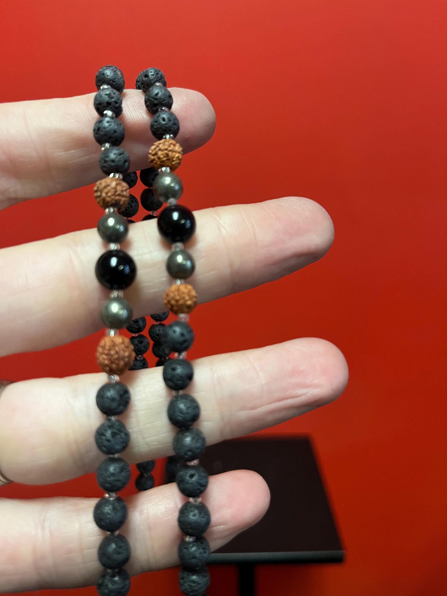 Very cool approximately 28 inch long petrified lava ? and stone necklace with very cool pendant great value and perfect gift