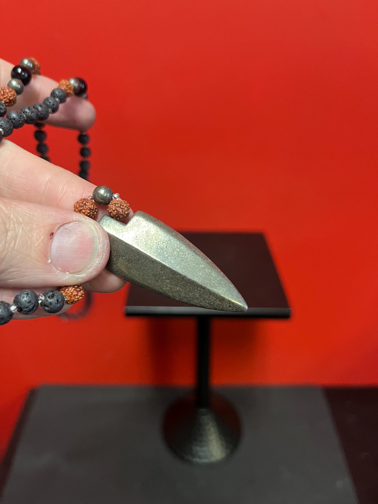 Very cool approximately 28 inch long petrified lava ? and stone necklace with very cool pendant great value and perfect gift