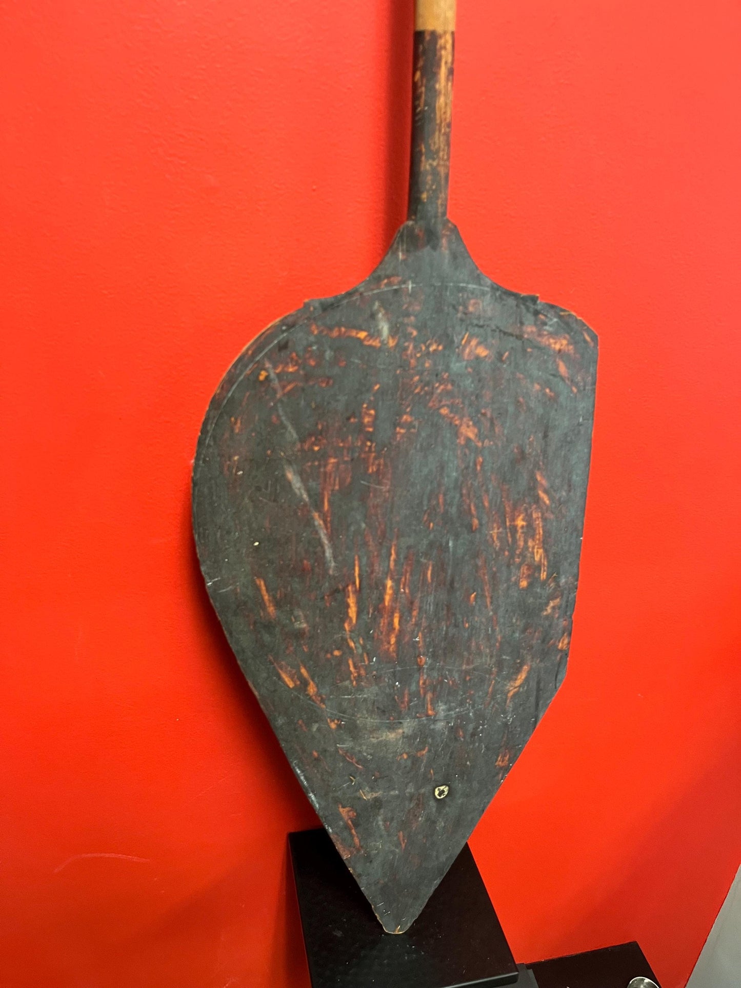 Wonderful museum quality 52 x 12  antique authentic oceanic paddle in the shape of a fish  small damage on side  amazing patina  wow