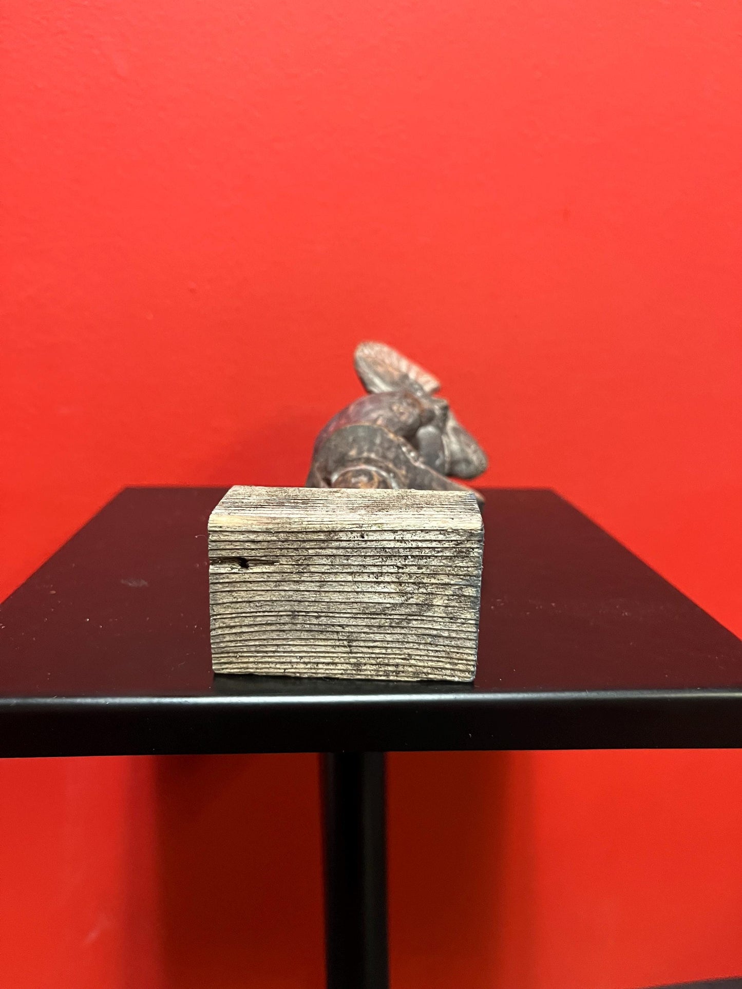 Beautiful 8 inch tall southeast Asian antique intricately carved wooden mythical statue on stand  great detail and perfect gift