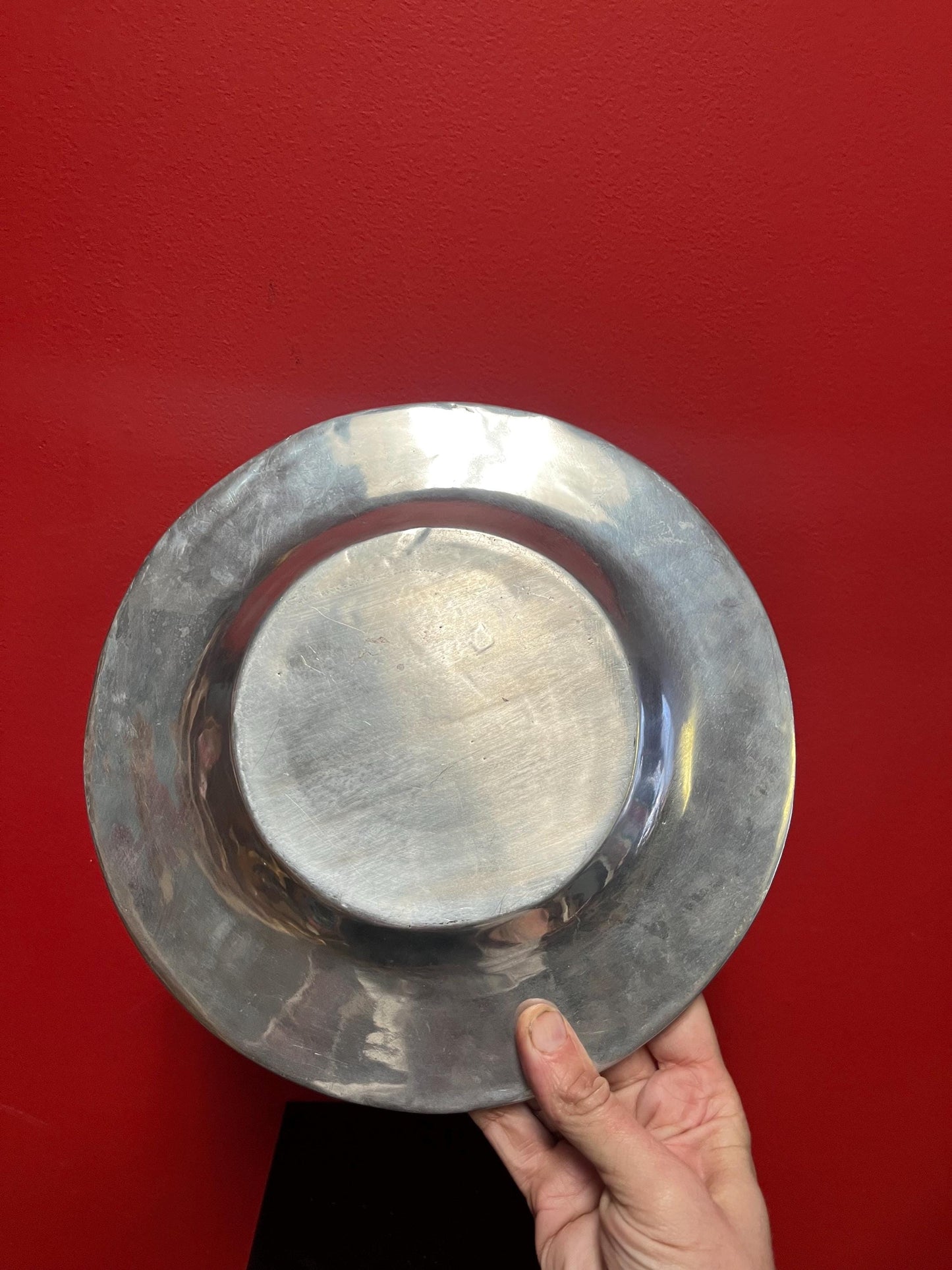 Very heavy beautiful 11 inch wide English silver plated charger  plate  great decoration - couple marks  good value