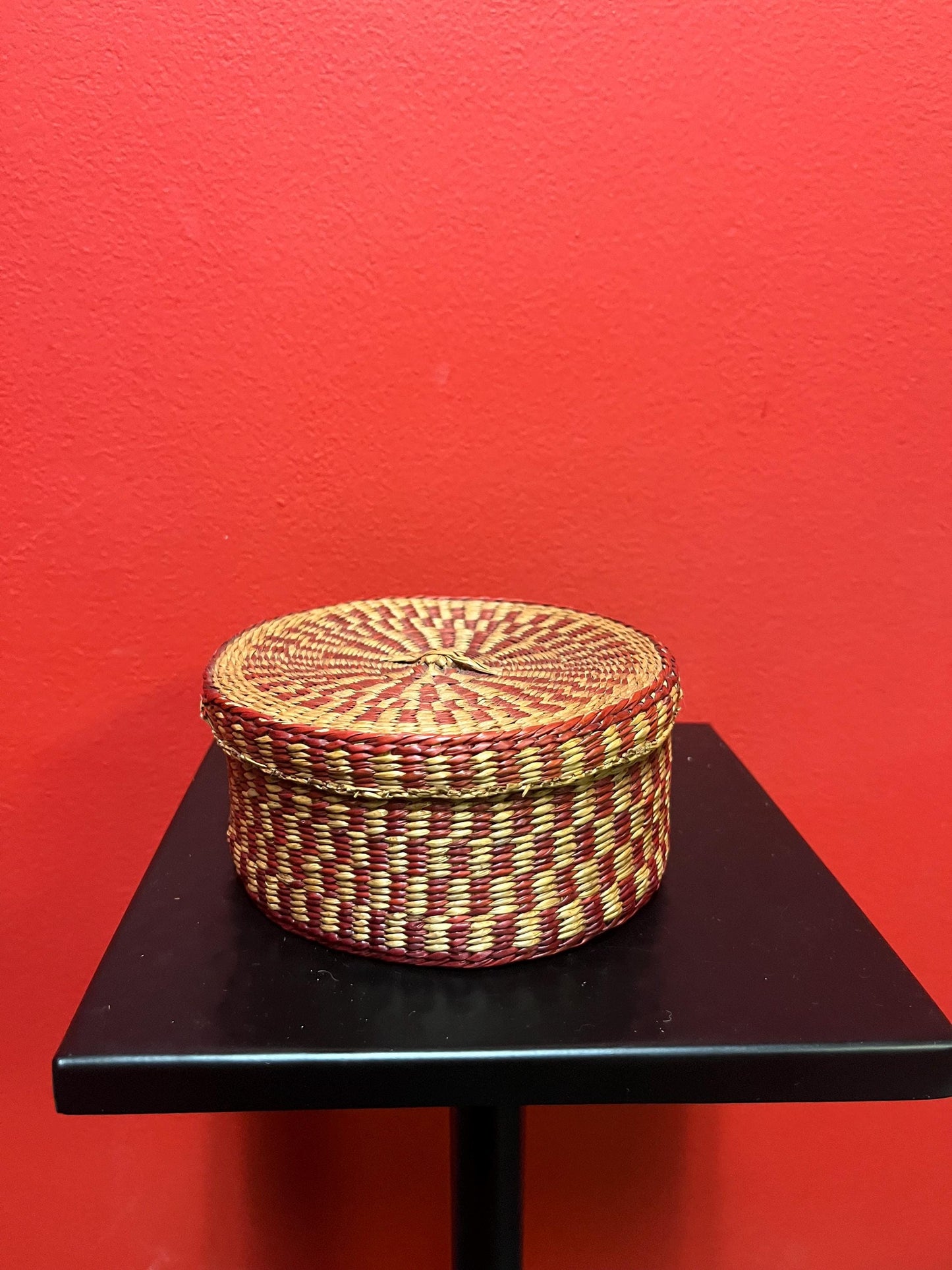 5 by 2.5 inch high Chinese woven basket in lovely condition good gift