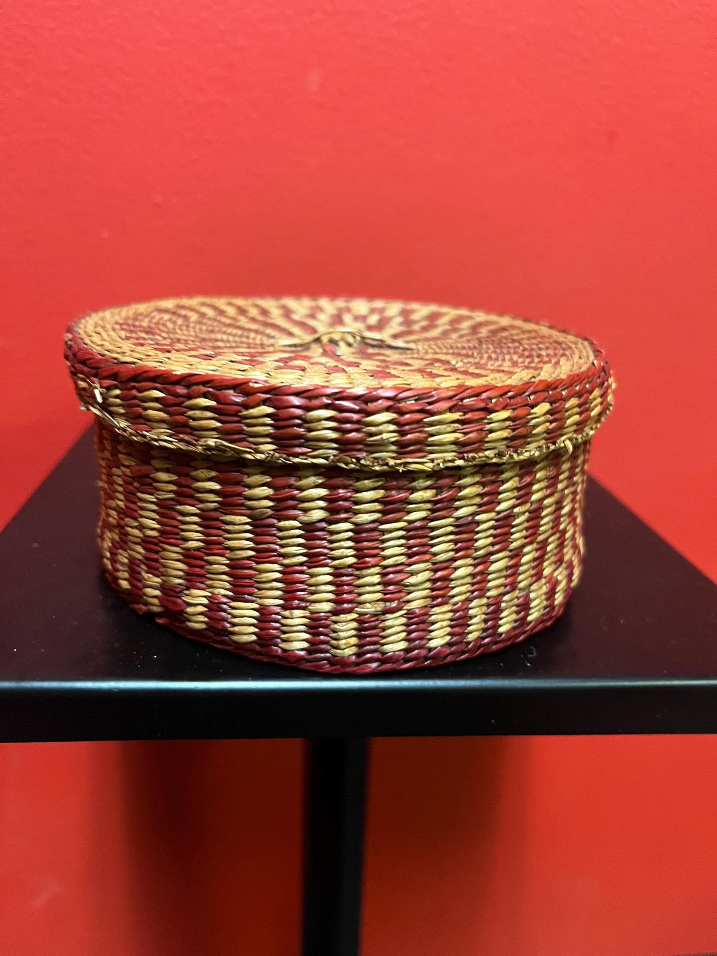 5 by 2.5 inch high Chinese woven basket in lovely condition good gift