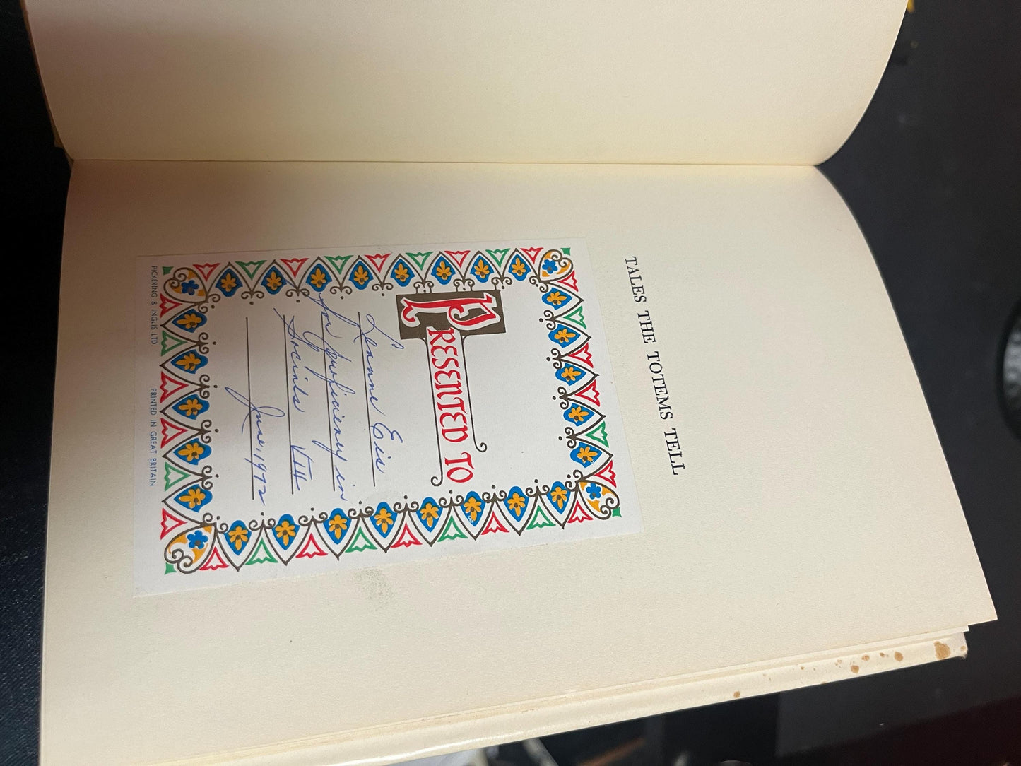 1944 indigenous totem book used condition - 96 pages unique gift