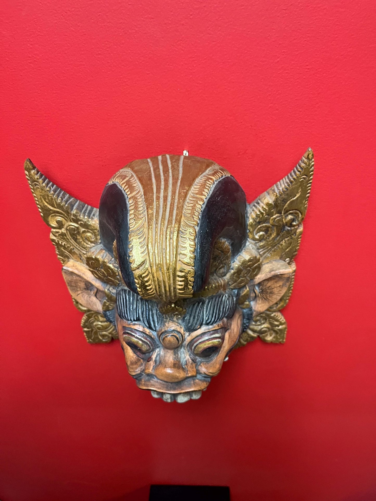 Large south Asian wooden mask in great condition  older piece and 13 x 13“  - wonderful patina