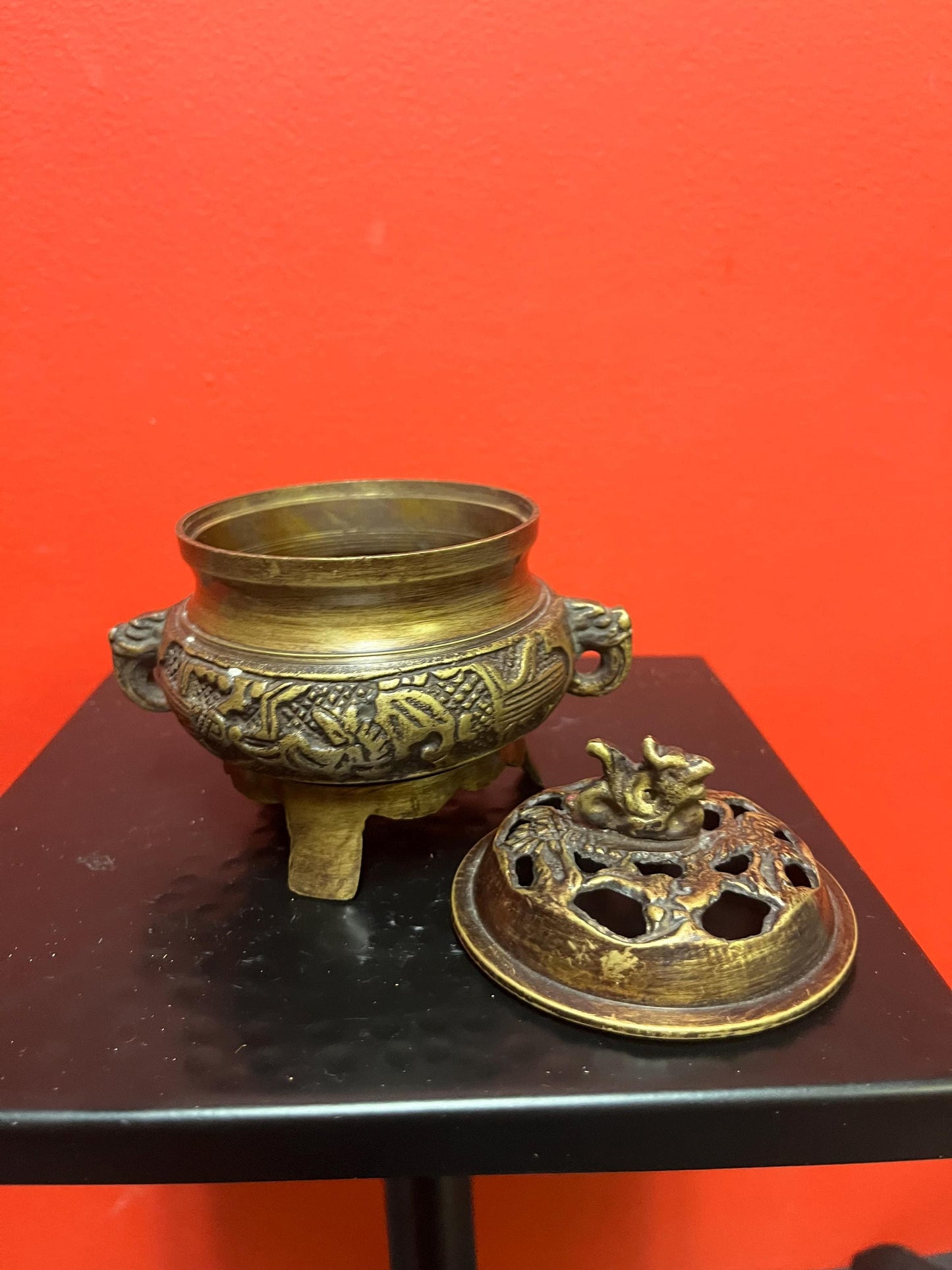 5 inch tall Chinese bronze incense burner   great detail and good weight  value priced