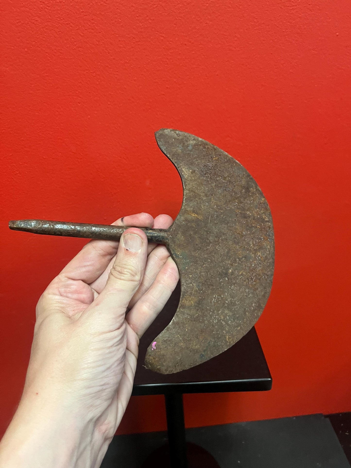 8 x 8“ antique ethnographic  metal tool  believed to be North American   very cool Patina  great price