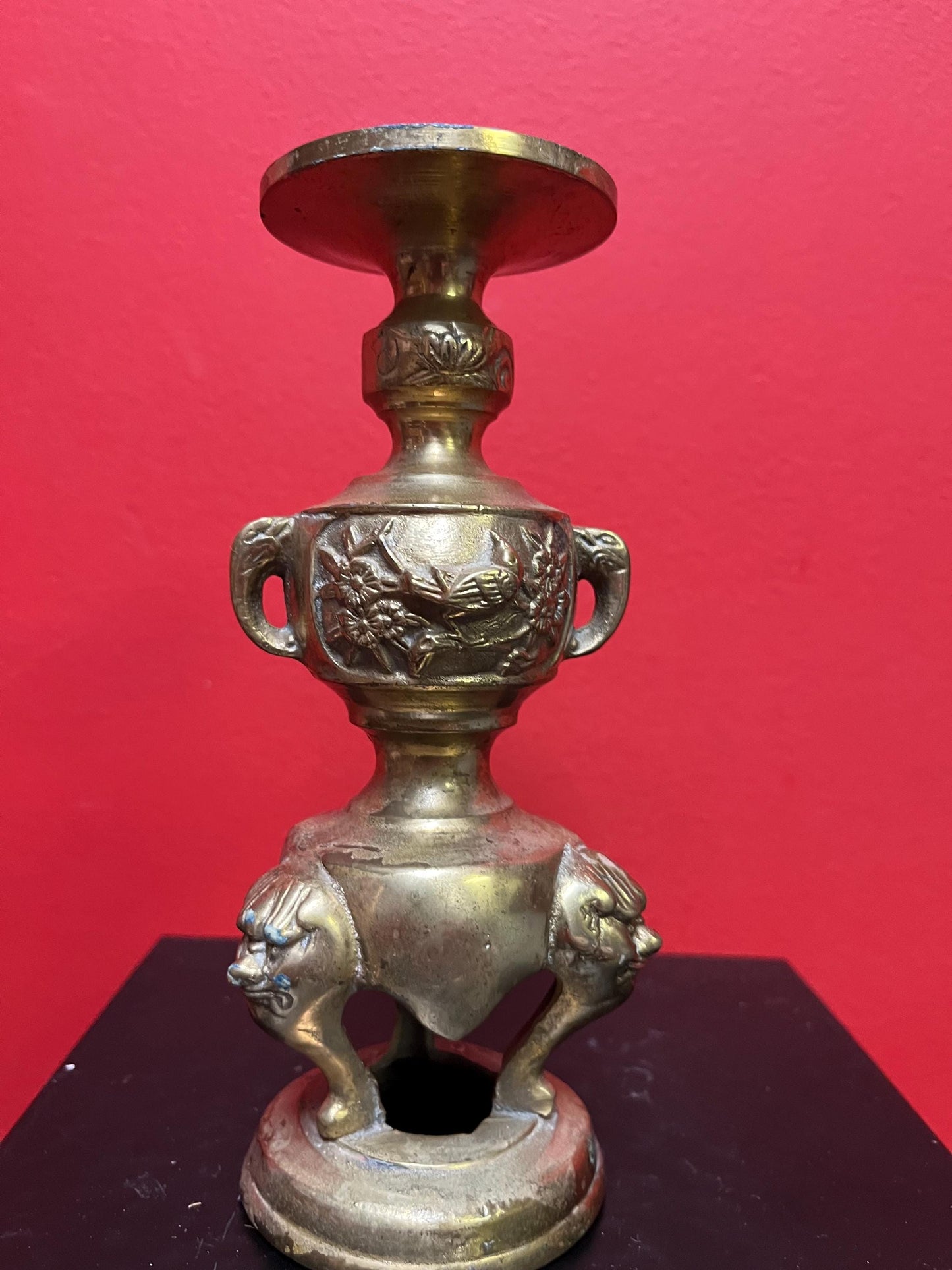 Heavy 7 inch Chinese brass candlestick great value