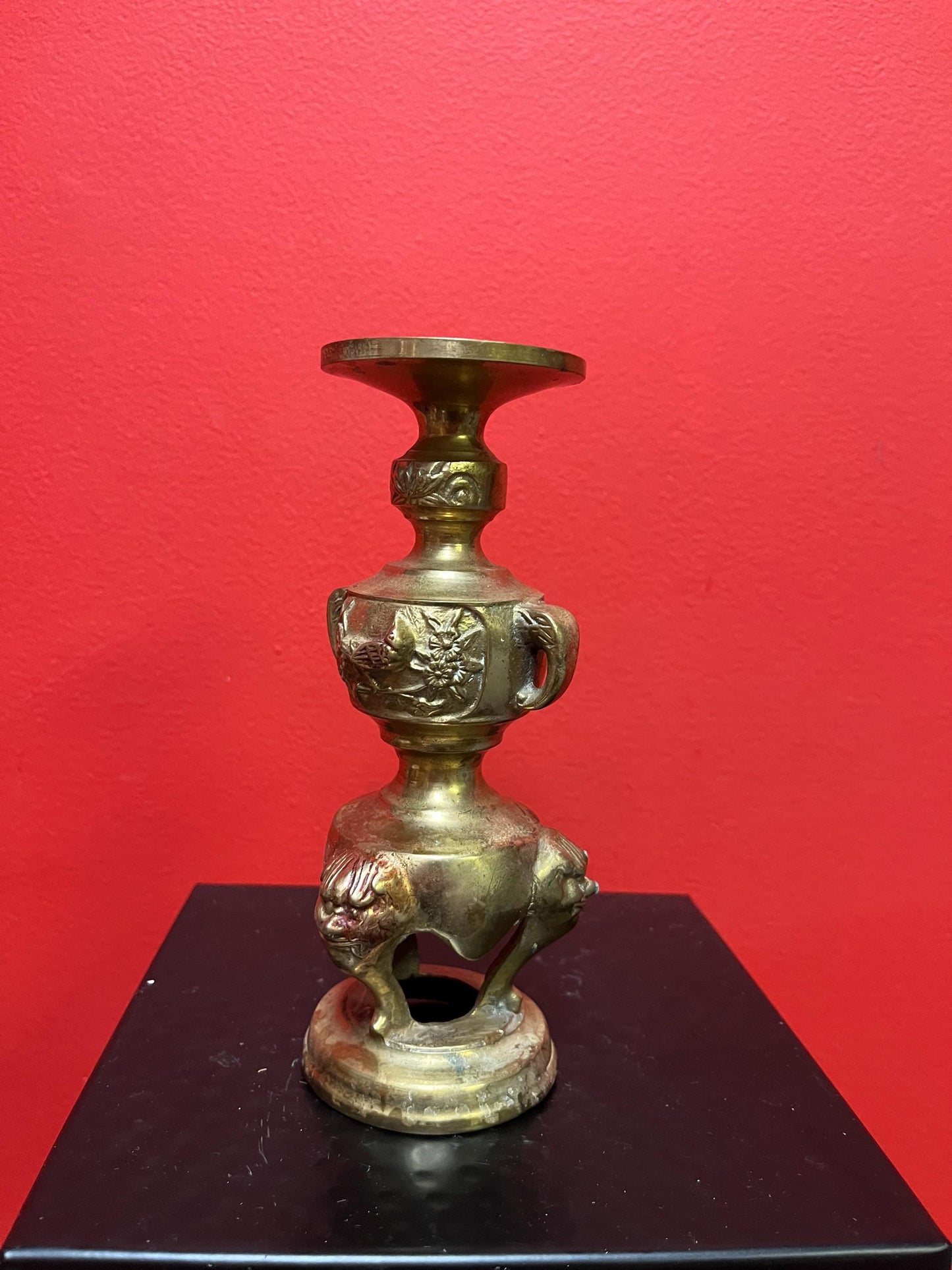 Heavy 7 inch Chinese brass candlestick great value