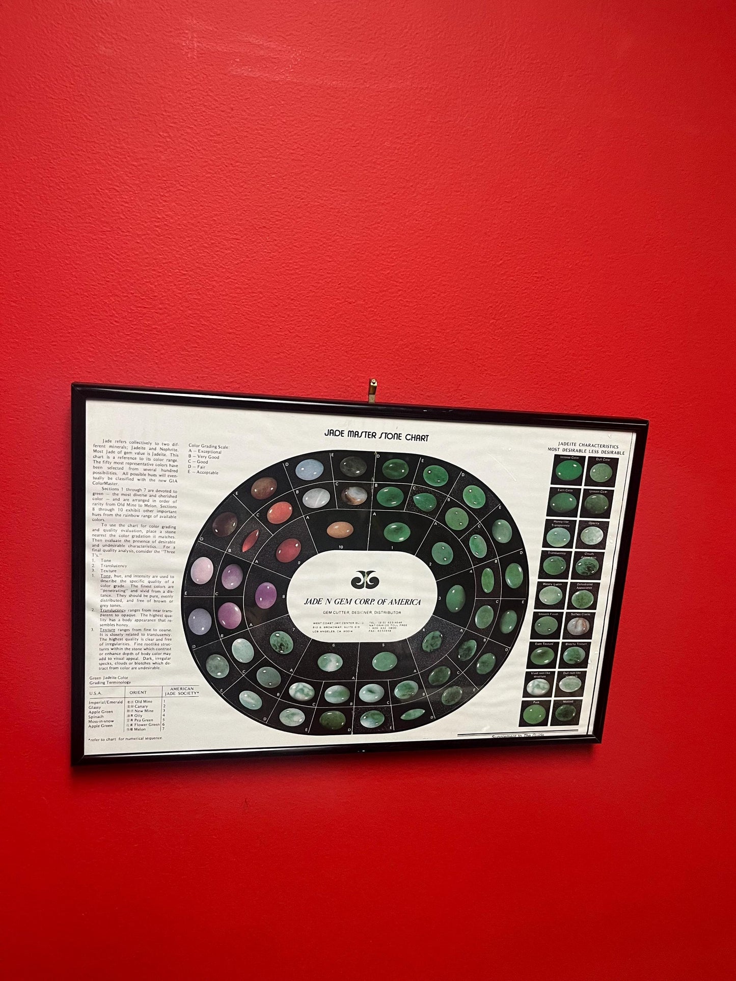 Very cool American Jade master stone chart- framed 17 x 11 inches very interesting and perfect for Jade Collector
