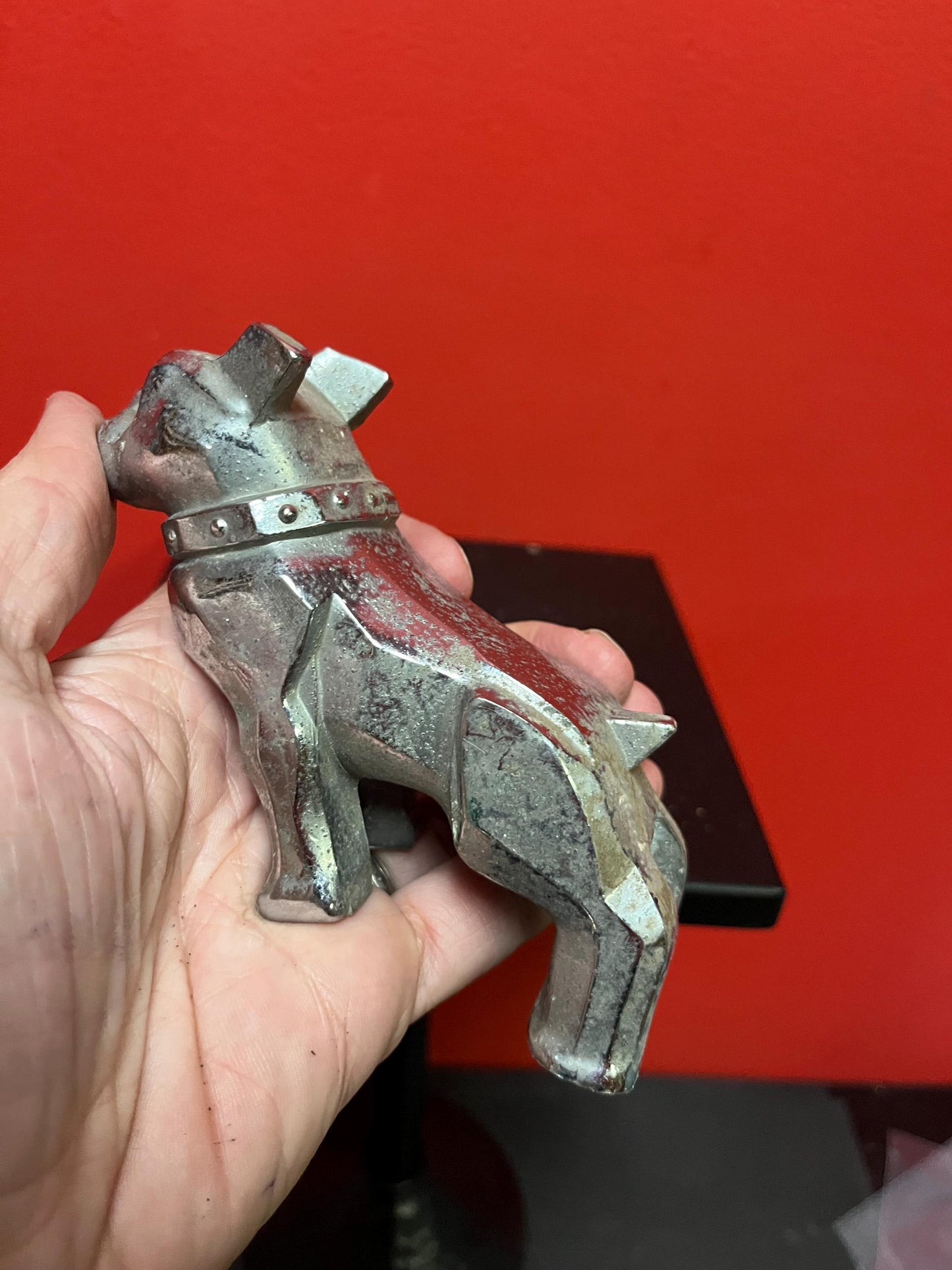 Very cool 6 inch bulldog car mascot in rough shape needs restoration great value
