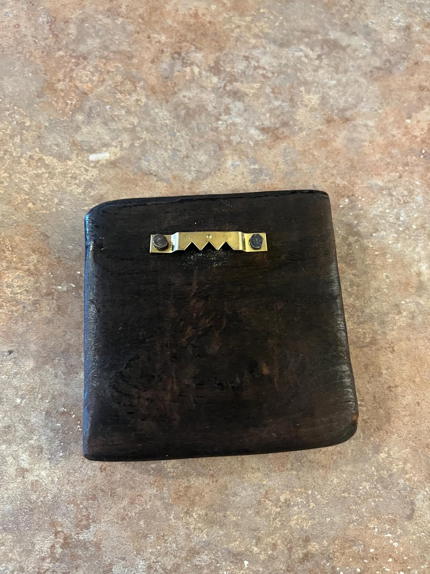 Lovely 3.5 inch older Ethiopian bronze plaque in wooden frame religious African beauty ready to hang so cool