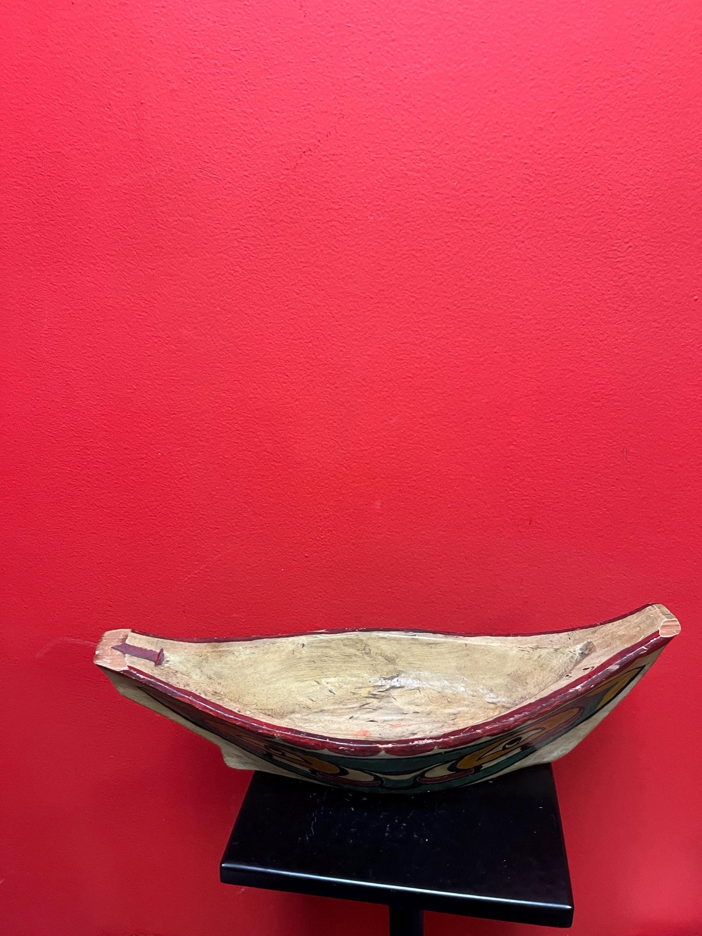 Rare museum quality 14 x 4 x 5 high 19 century hand painted indigenous first nation Pacific Northwest Canoe minor damage-