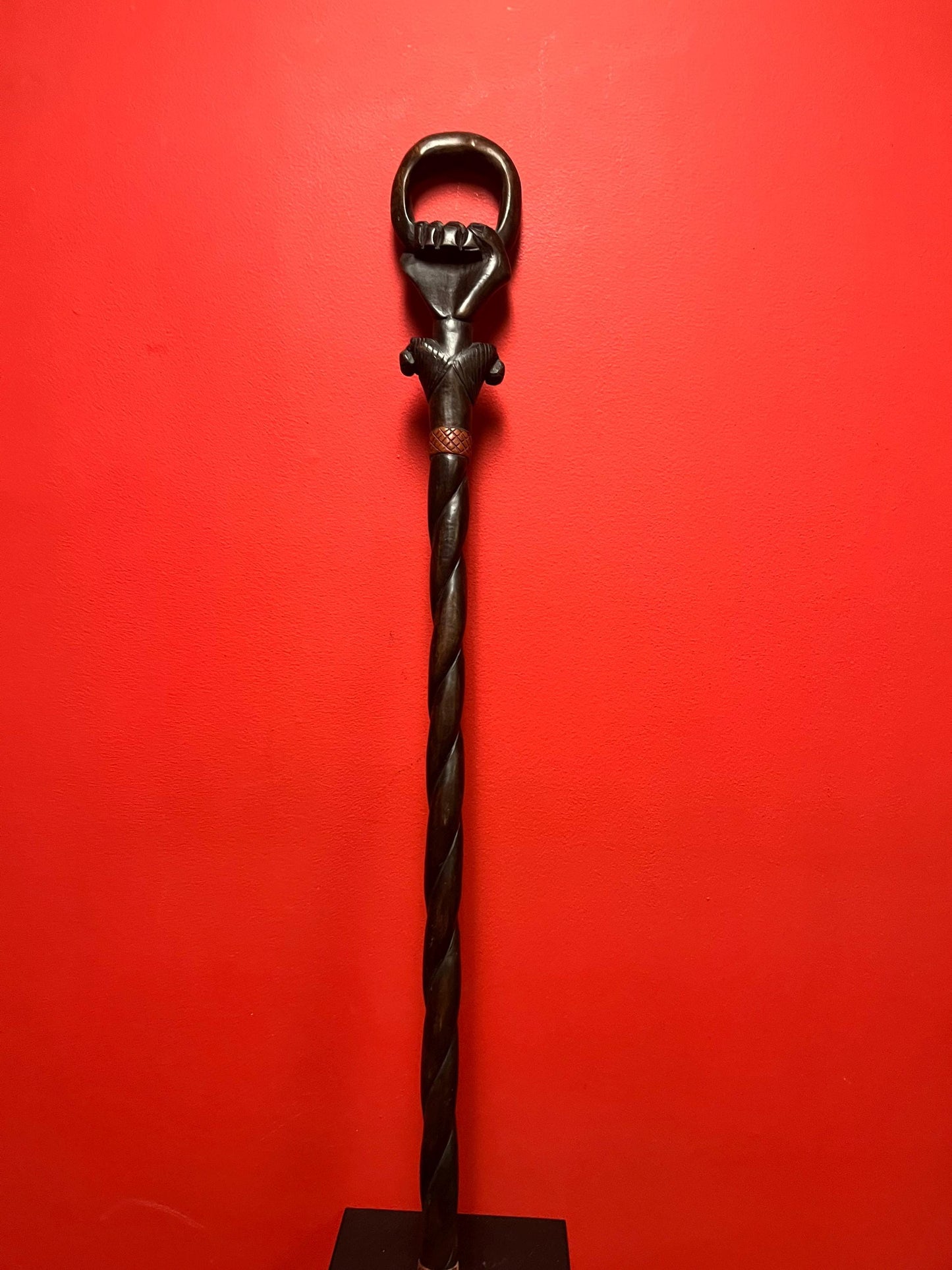 Wonderful 37 inch long African walking stick with amazing handle well carved great to use or gift