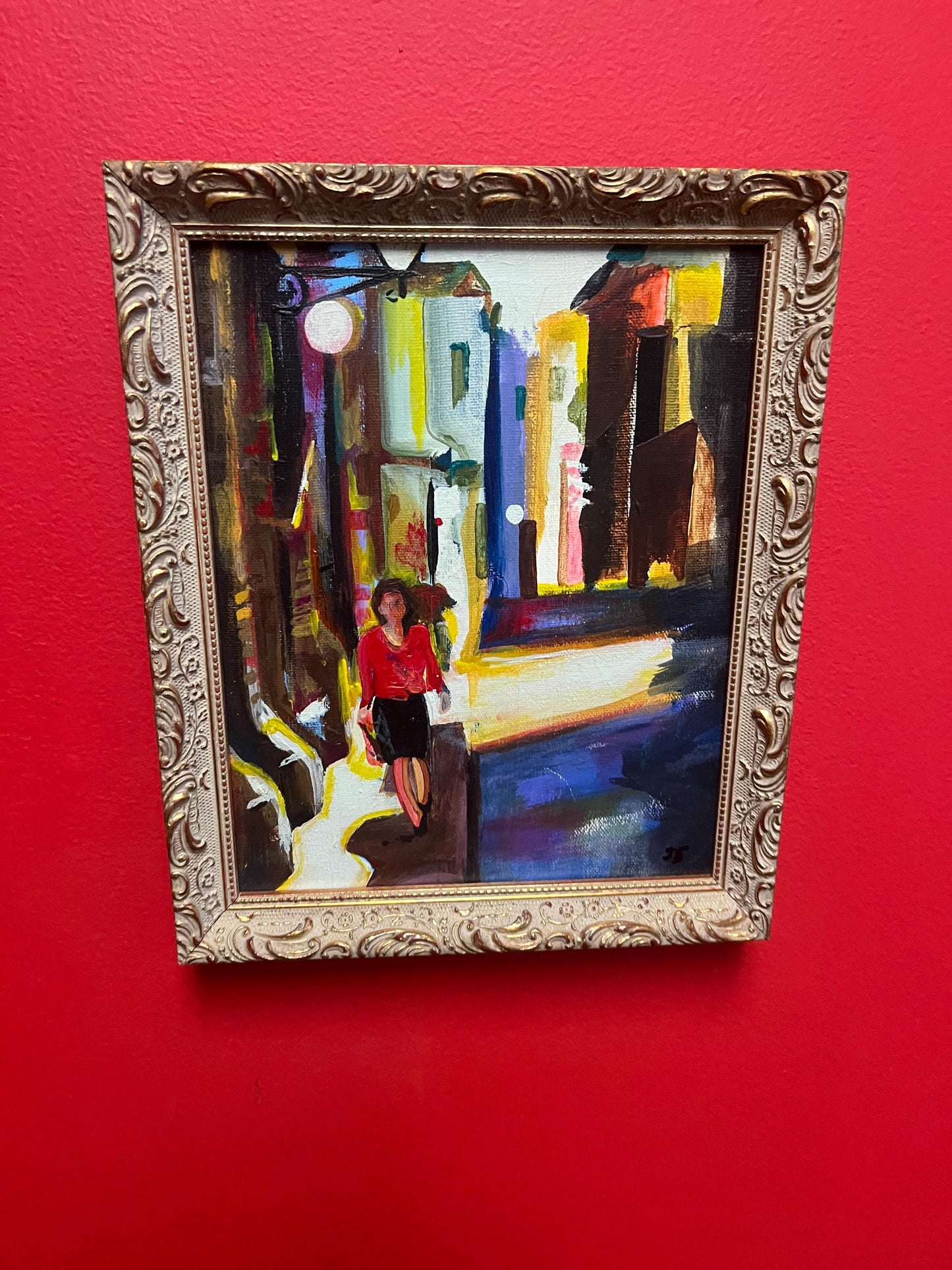 11 x 9 inch original painting on canvas signed mcm Special price great frame