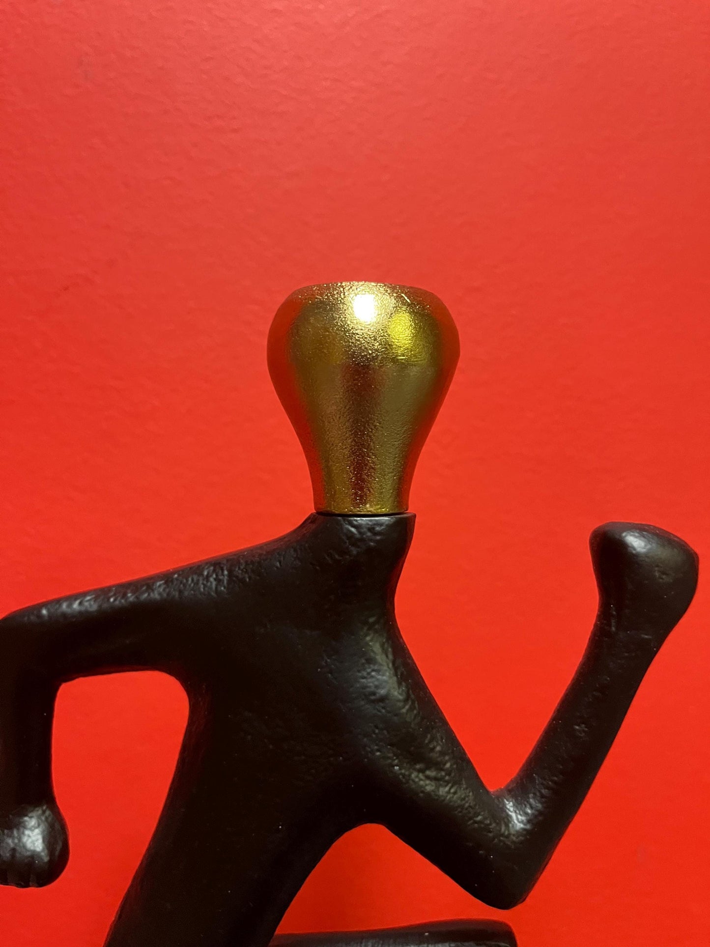 Stunning 14 inch tall cast metal running man candlestick holder impressive and unique - great gift for a runner