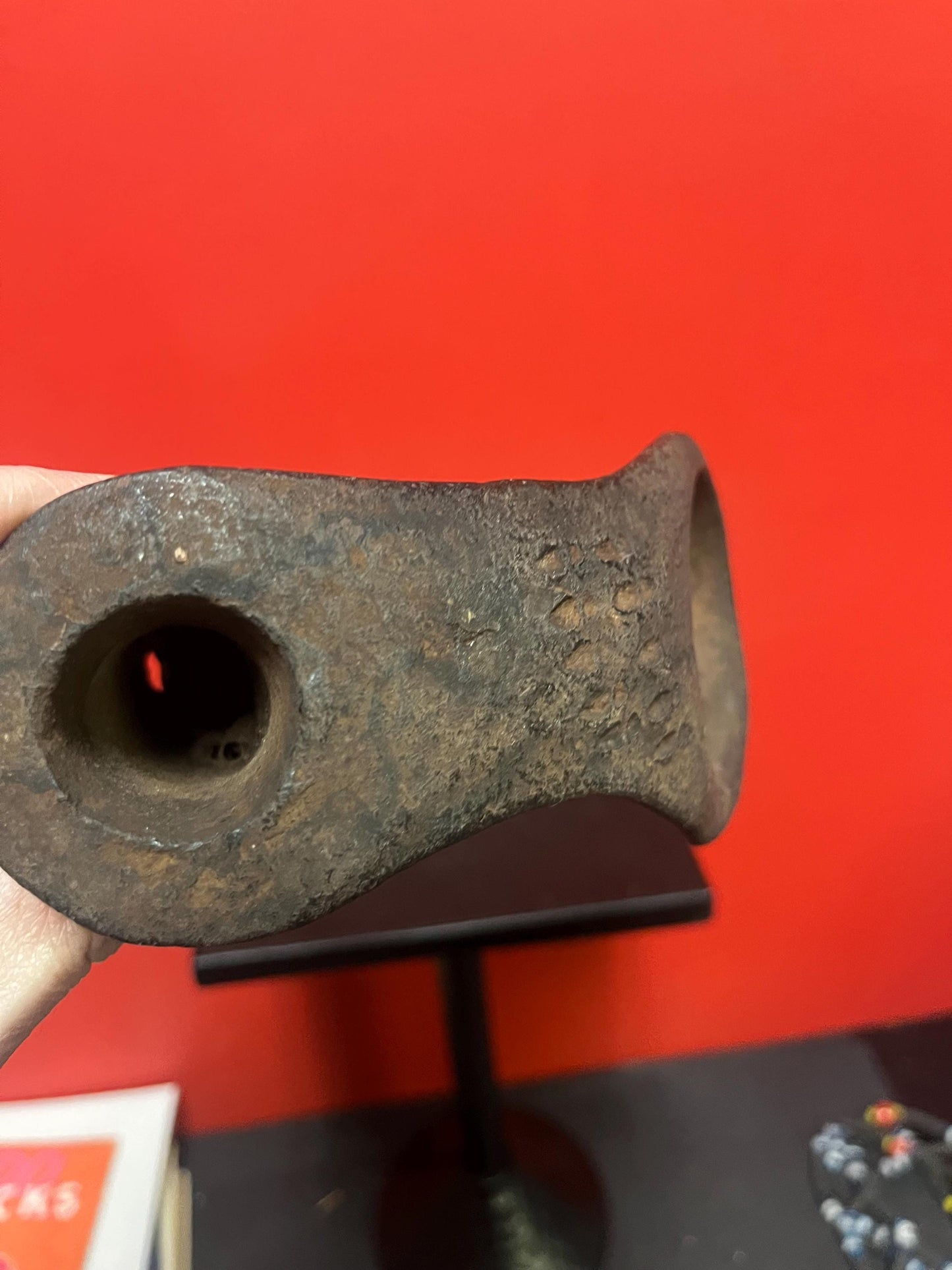 Very rare north African antique tribal terra-cotta clay pipe 6 x 4 high approximately wonderful piece - see photos wow