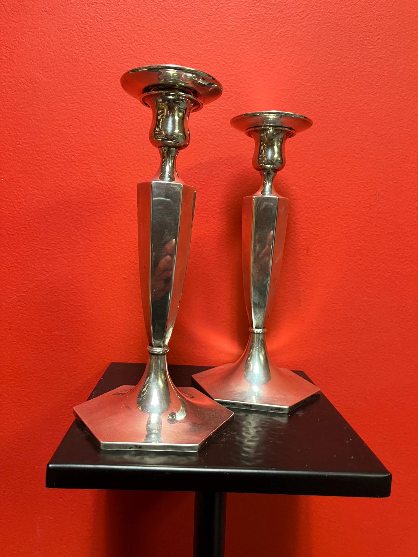 Shreve and Co San Francisco sterling candlesticks 9 inches 788 grams beautiful pair good value