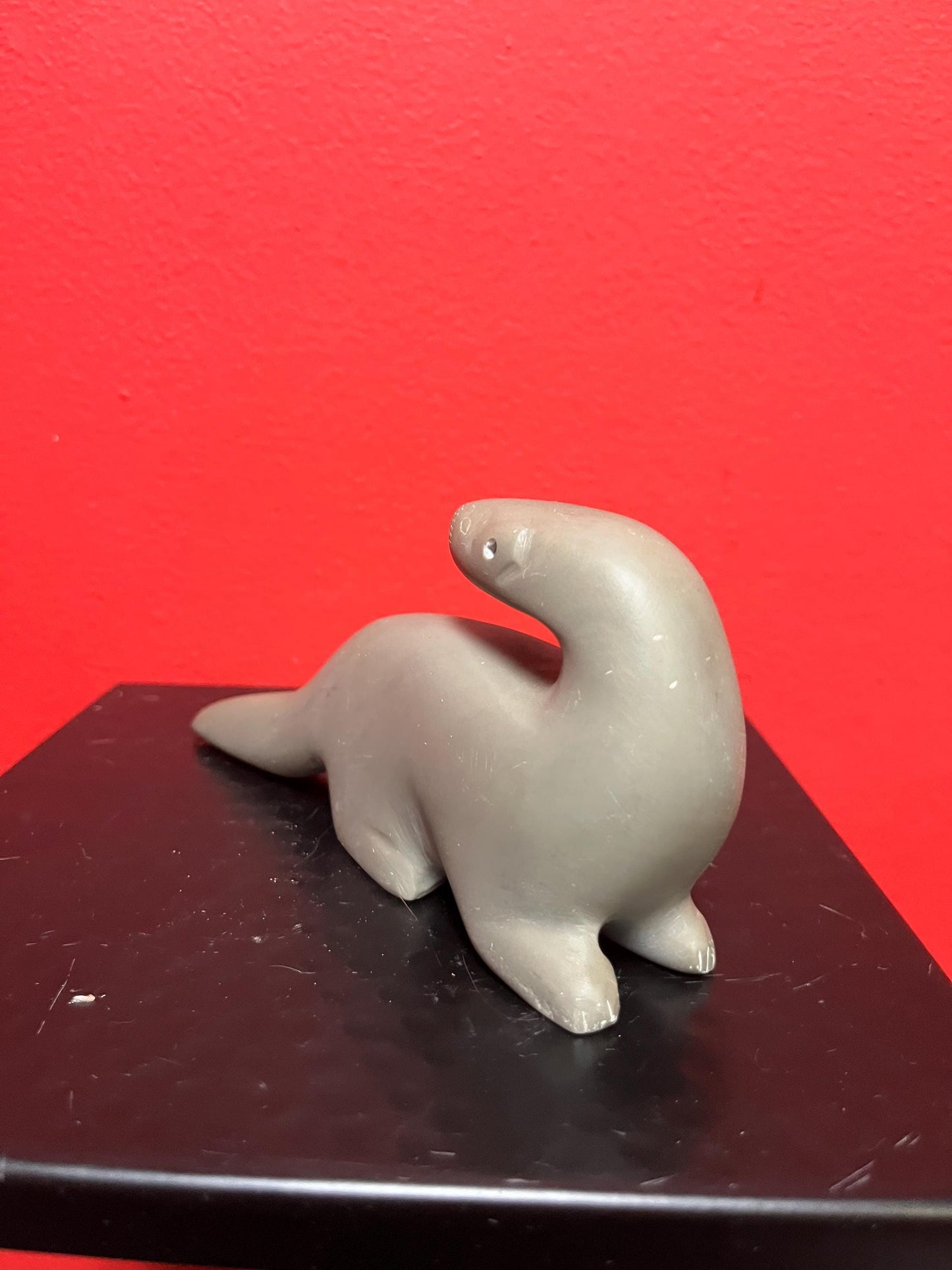 Lovely 6 x 3 high signed soapstone otter  good condition  Inuit indigenous  value priced