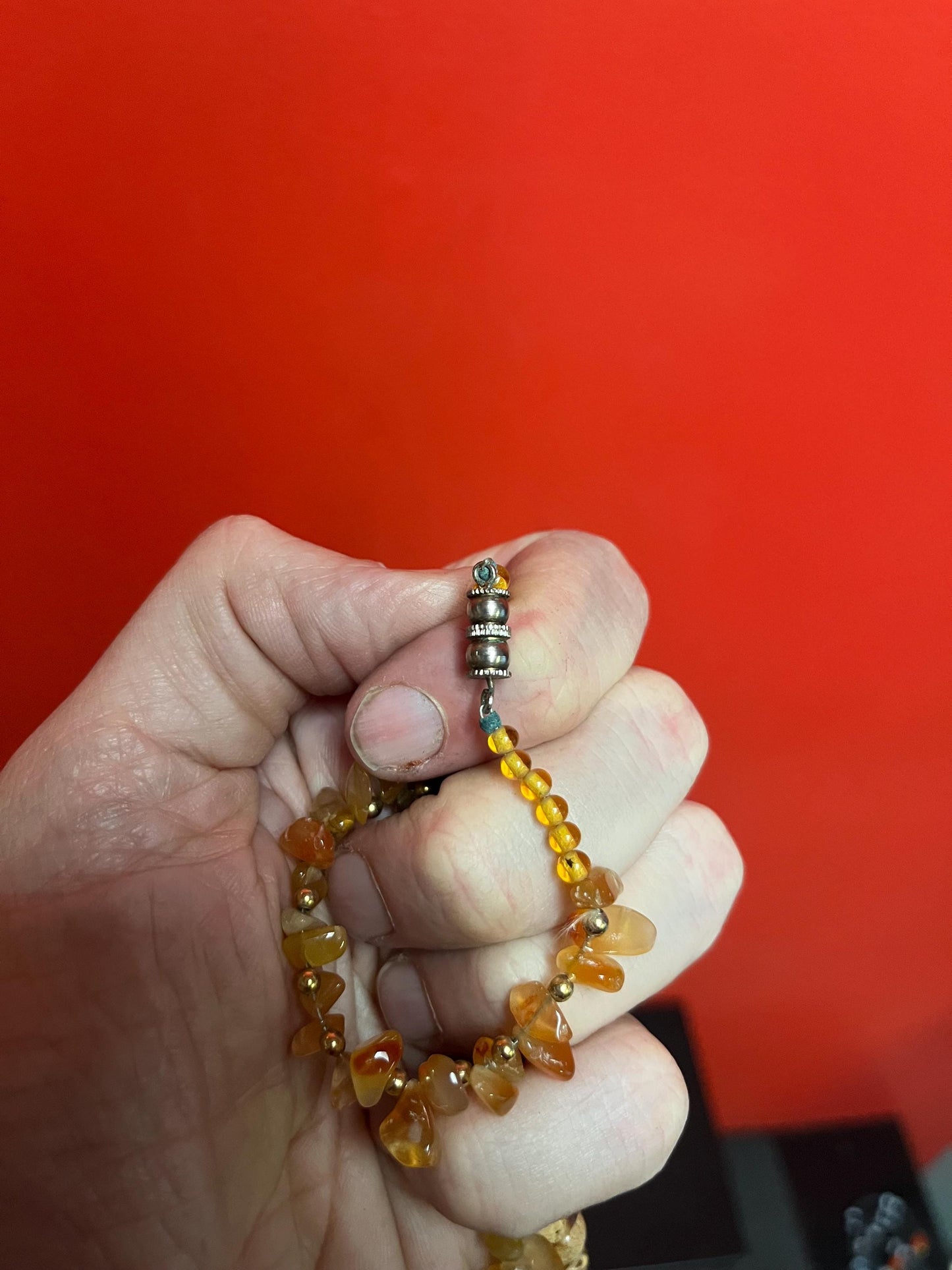 Approx 23 inch long stone and shell necklace so cool great value and great gift